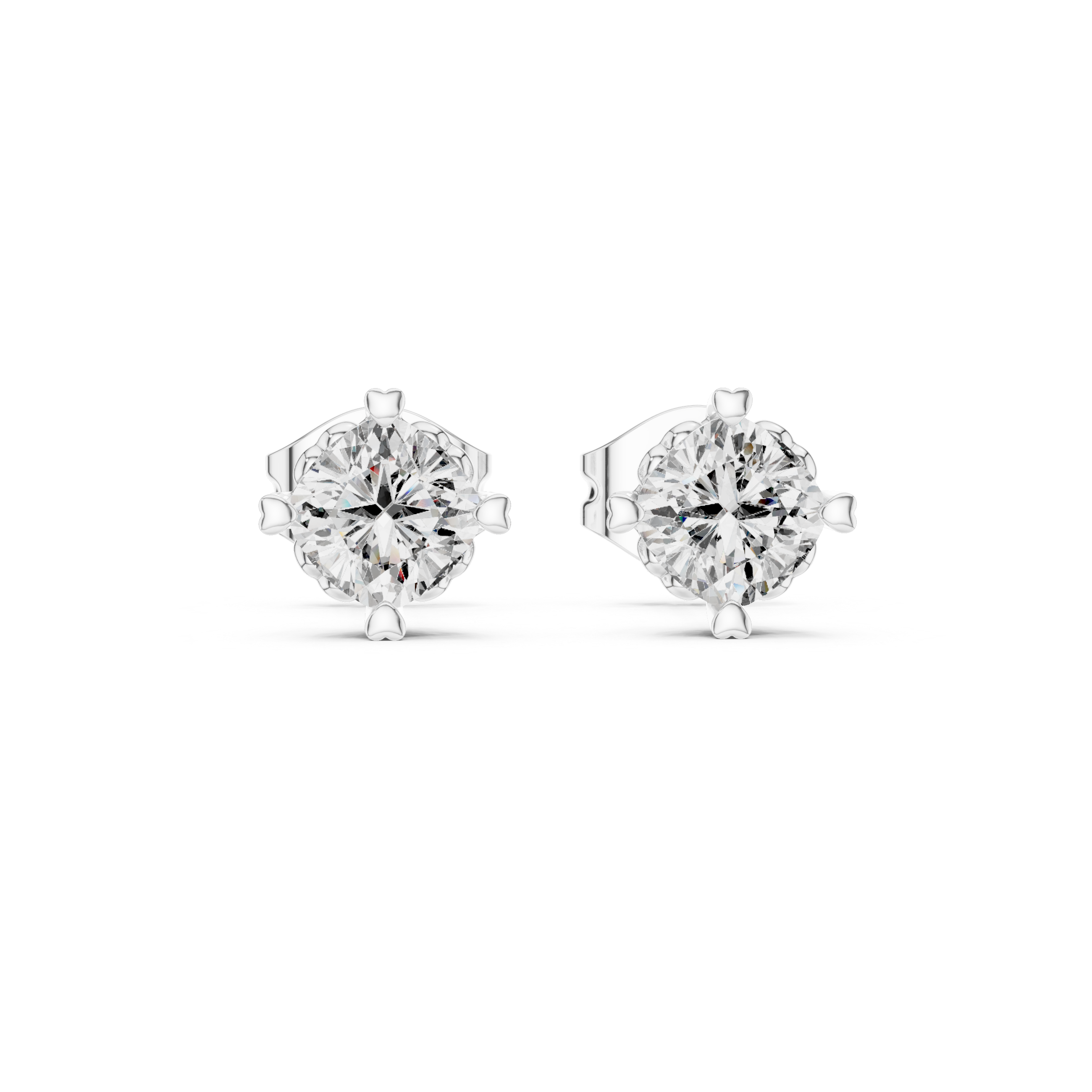 Simple Solitaire Round Diamond Stud Earrings For Daily Wear
