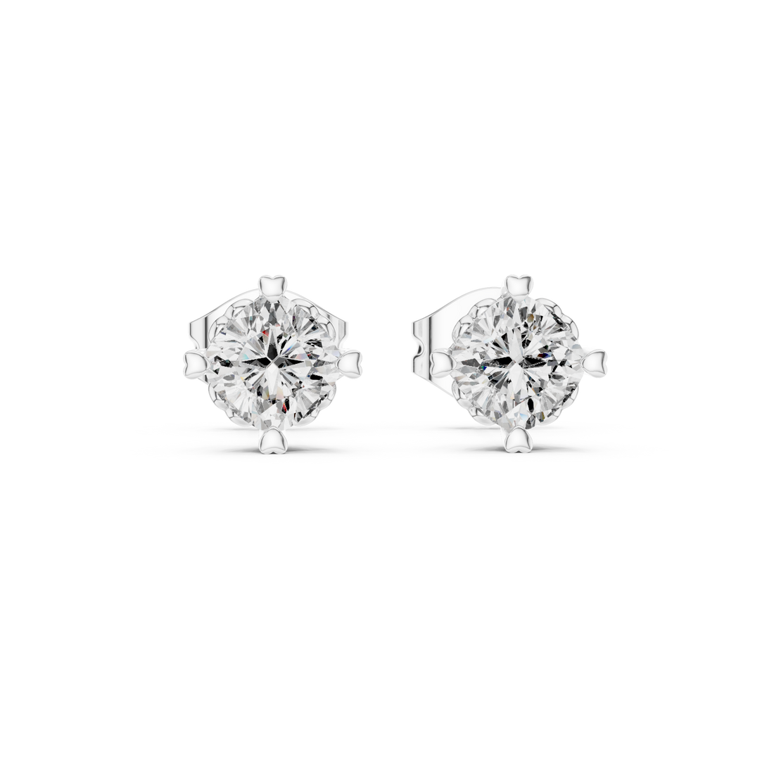 Simple Solitaire Round Diamond Stud Earrings For Daily Wear