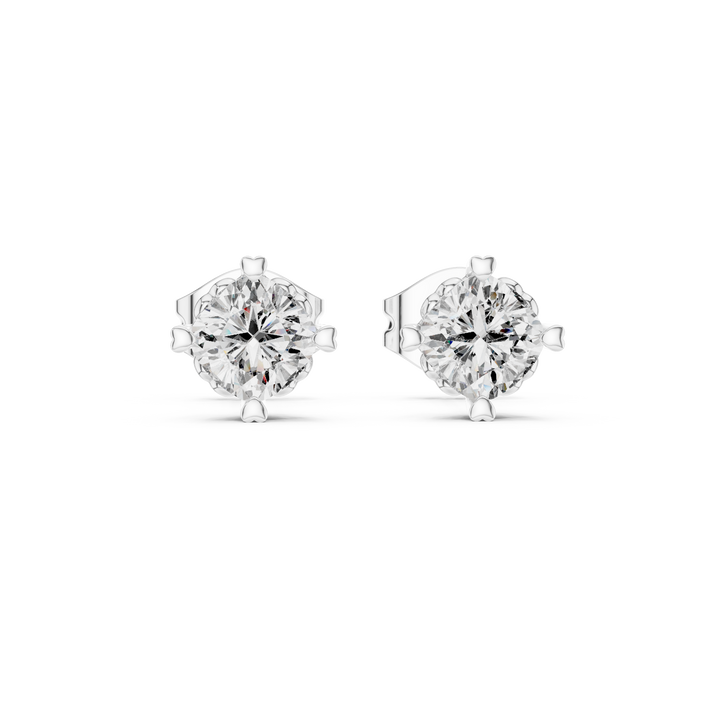 Simple Solitaire Round Diamond Stud Earrings For Daily Wear