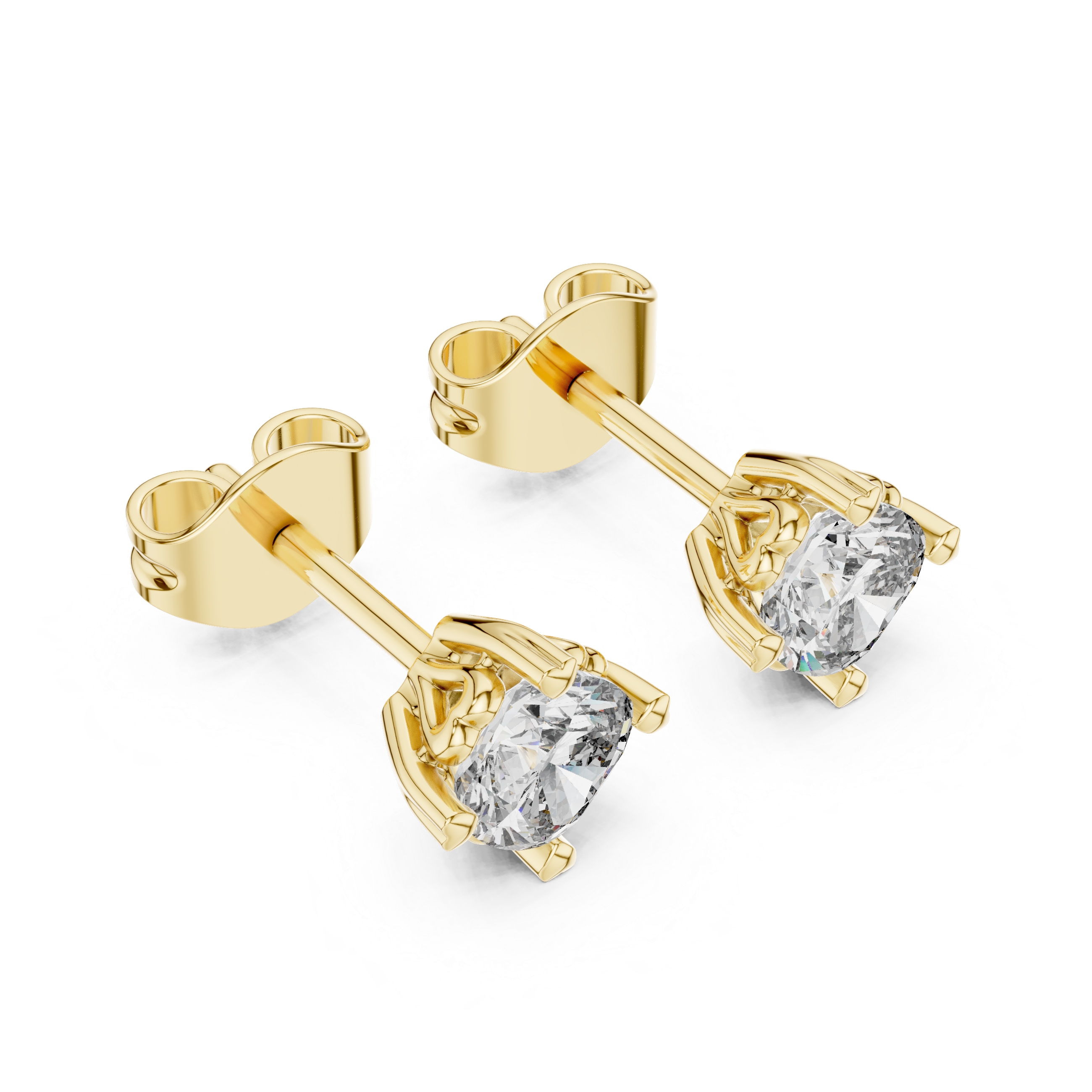 Simple Solitaire Round Diamond Stud Earrings For Daily Wear