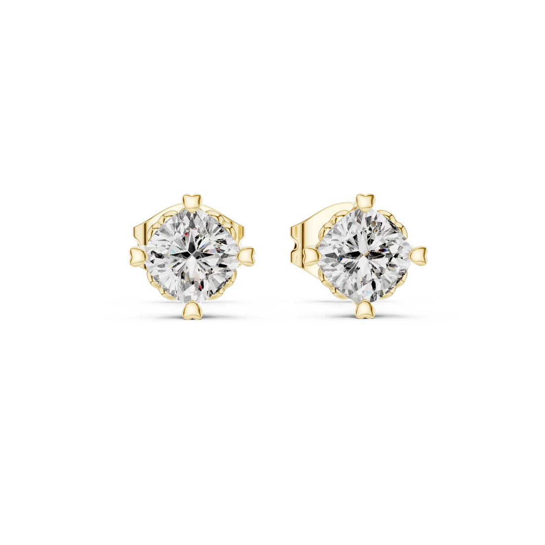 Simple Solitaire Round Diamond Stud Earrings For Daily Wear