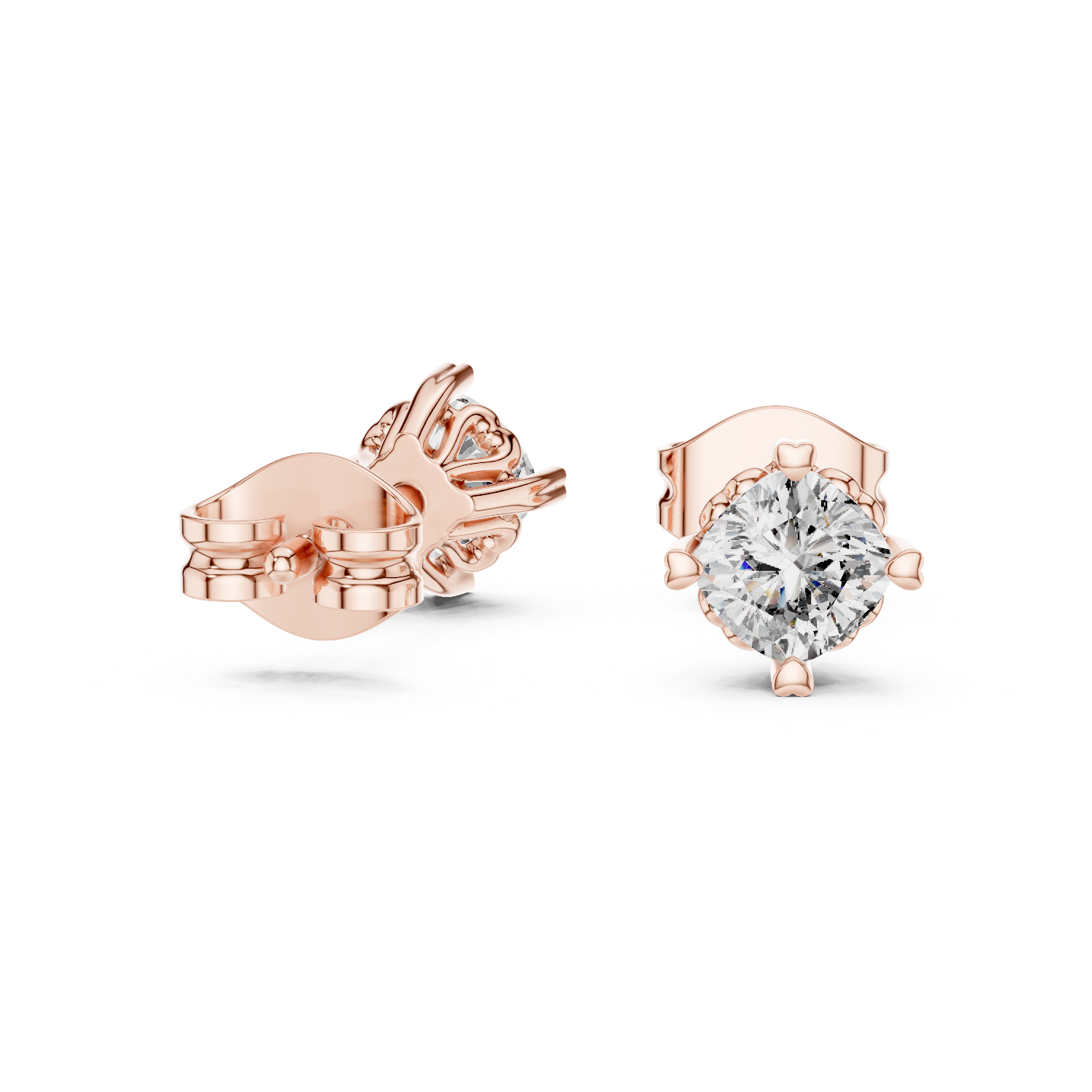 Simple Solitaire Round Diamond Stud Earrings For Daily Wear