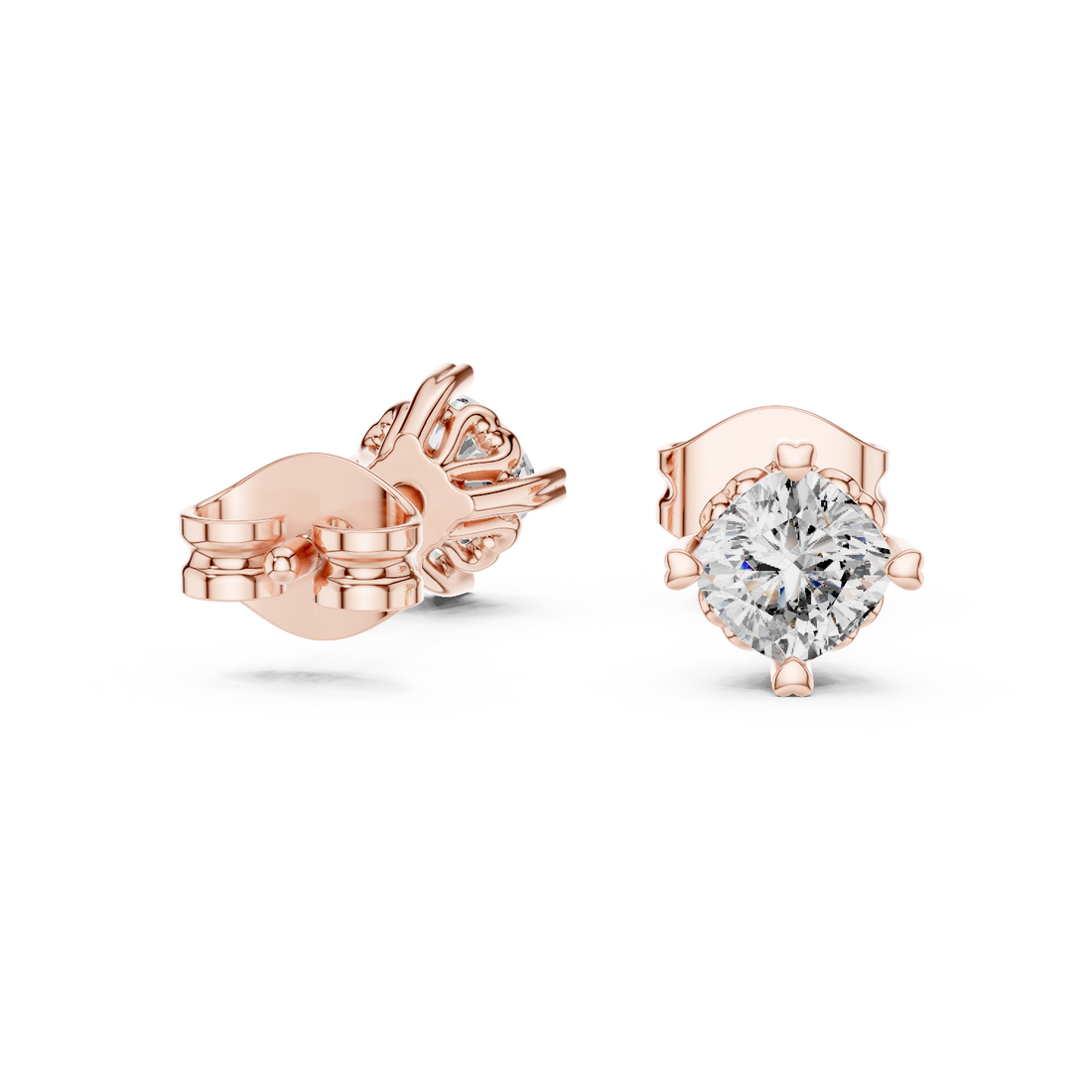 Simple Solitaire Round Diamond Stud Earrings For Daily Wear