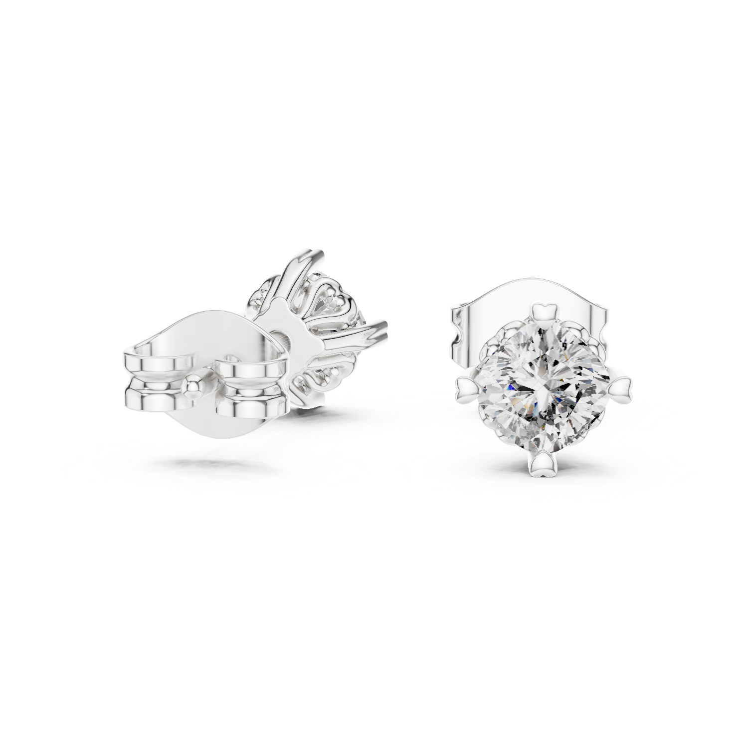 Simple Solitaire Round Diamond Stud Earrings For Daily Wear