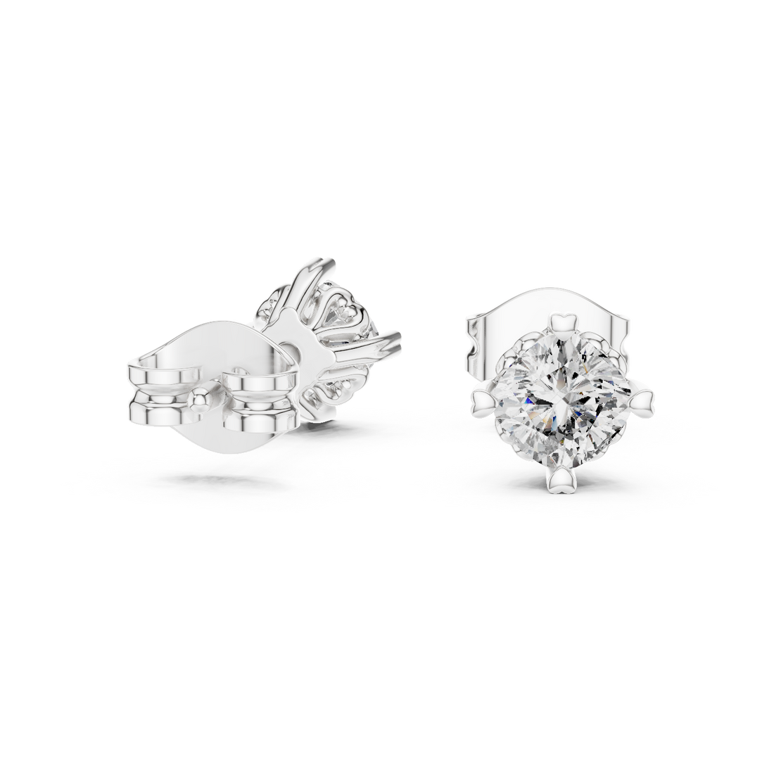 Simple Solitaire Round Diamond Stud Earrings For Daily Wear