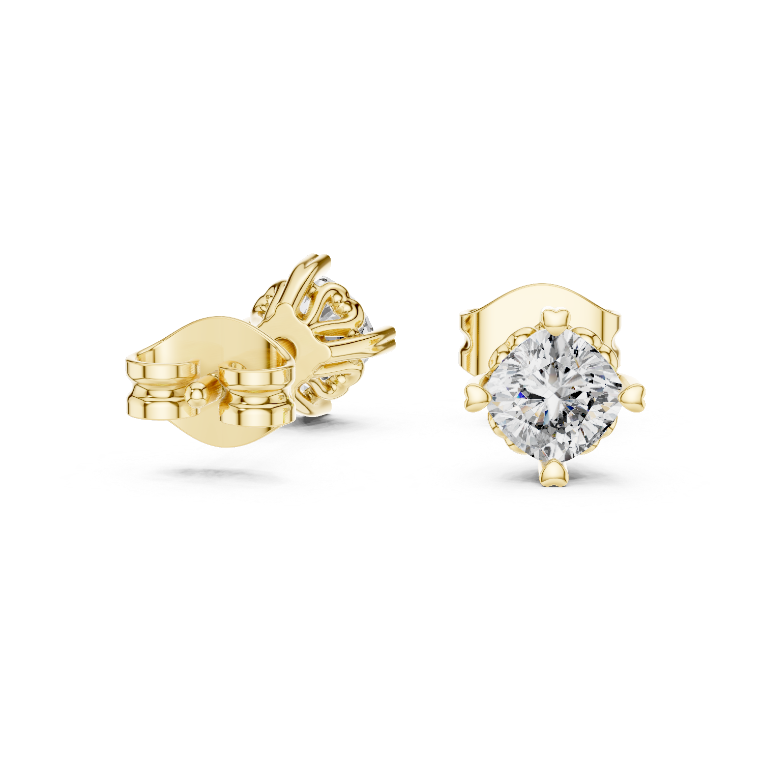 Simple Solitaire Round Diamond Stud Earrings For Daily Wear