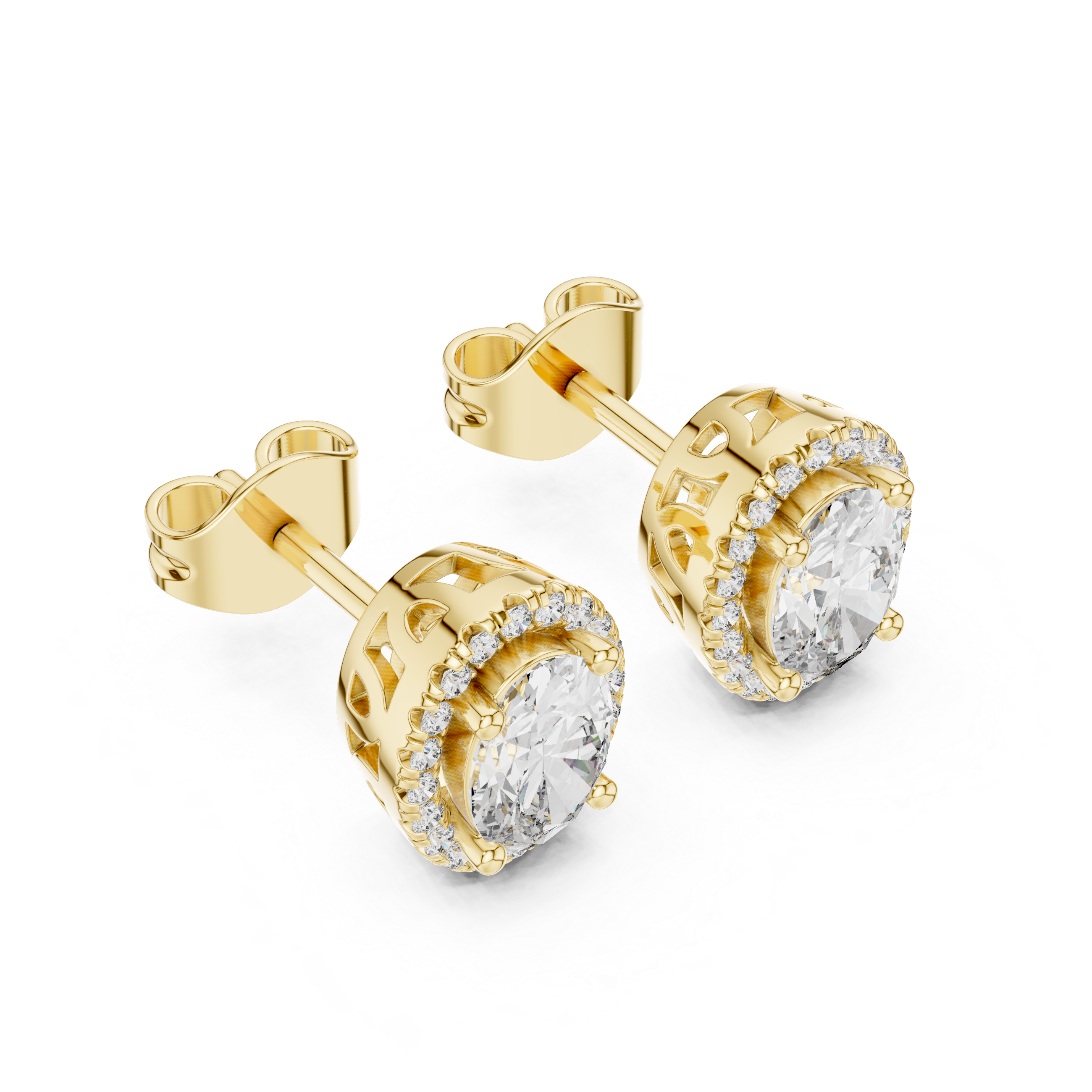 Brilliant Oval Diamond Halo Earrings in Rose Gold – Elegant Fine Jewelry with Sparkling Surround Stones
