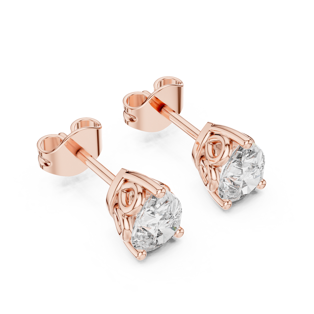 High-End Pear Diamond Stud Earrings – Rose Gold Classic Design for Special Occasions & Daily Wear