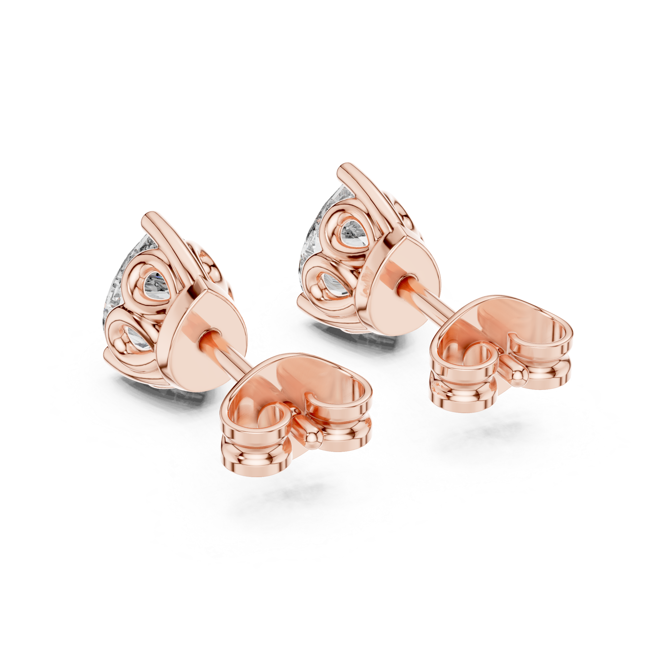 High-End Pear Diamond Stud Earrings – Rose Gold Classic Design for Special Occasions & Daily Wear