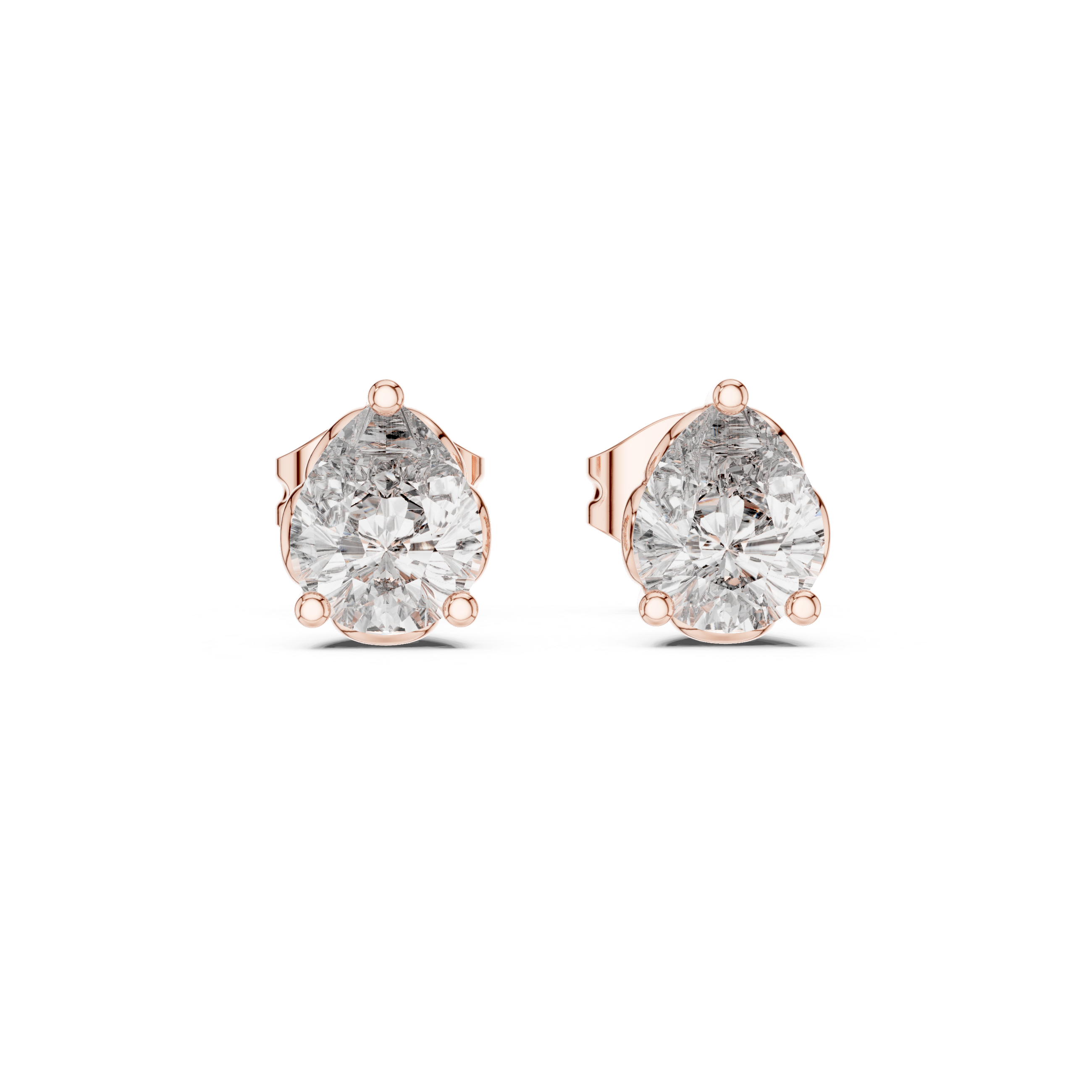 High-End Pear Diamond Stud Earrings – Rose Gold Classic Design for Special Occasions & Daily Wear