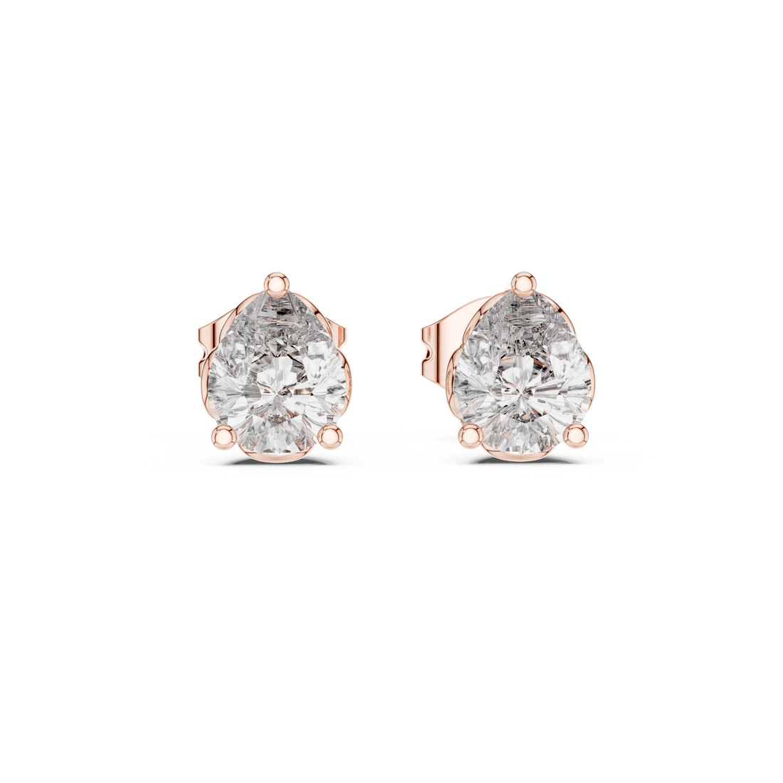 High-End Pear Diamond Stud Earrings – Rose Gold Classic Design for Special Occasions & Daily Wear