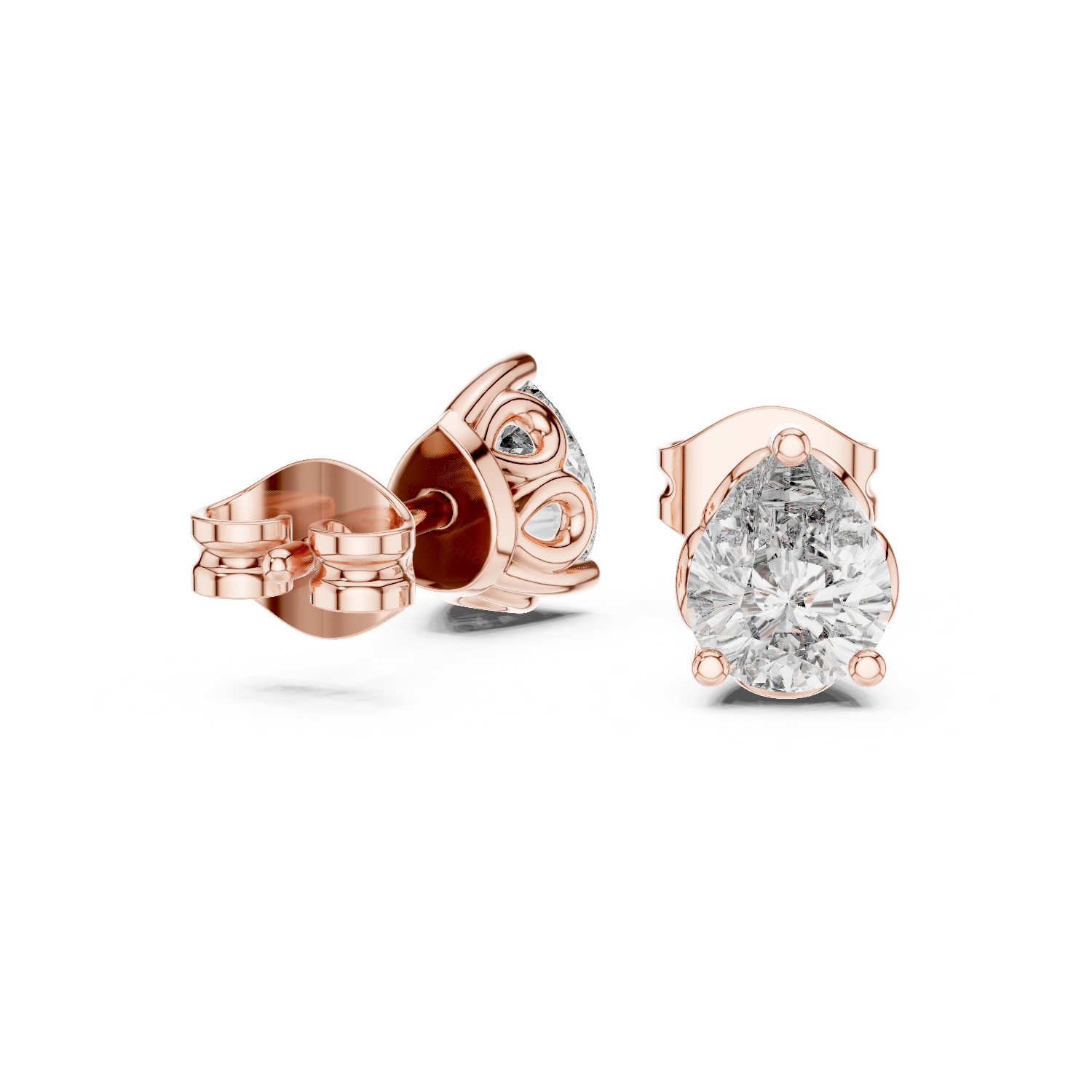 High-End Pear Diamond Stud Earrings – Rose Gold Classic Design for Special Occasions & Daily Wear
