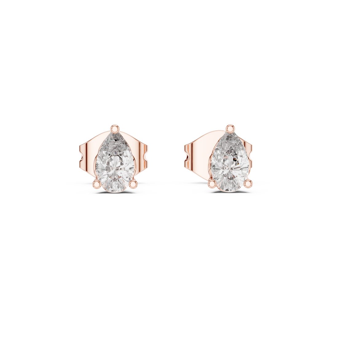 Elegant Pear Diamond Earrings – Designer Studs with Brilliant Center Stone and Micro Pavé Surround