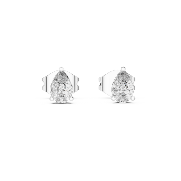 Elegant Pear Diamond Earrings – Designer Studs with Brilliant Center Stone and Micro Pavé Surround