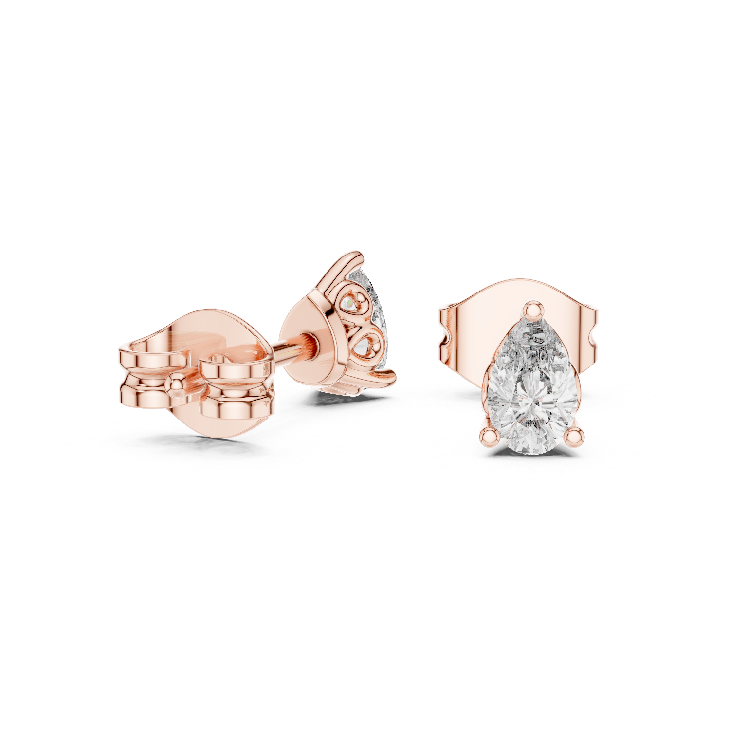 Elegant Pear Diamond Earrings – Designer Studs with Brilliant Center Stone and Micro Pavé Surround
