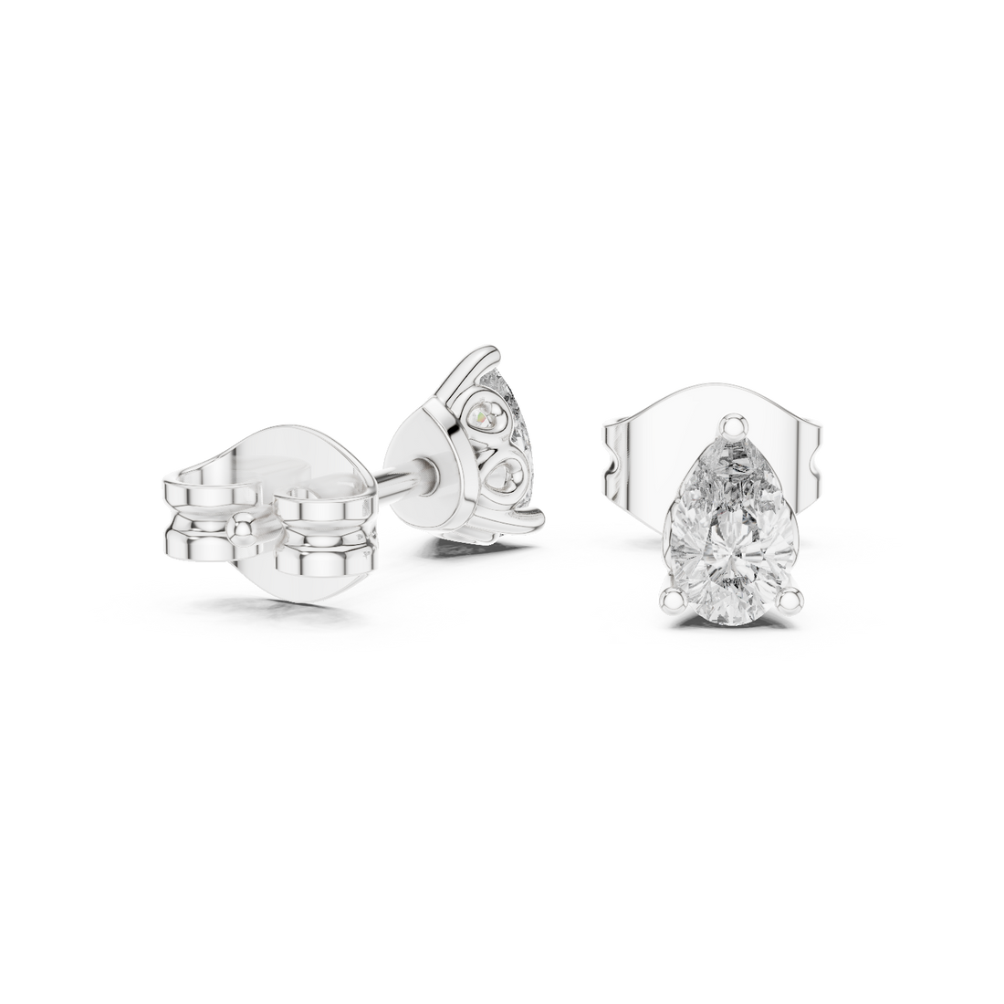 Elegant Pear Diamond Earrings – Designer Studs with Brilliant Center Stone and Micro Pavé Surround
