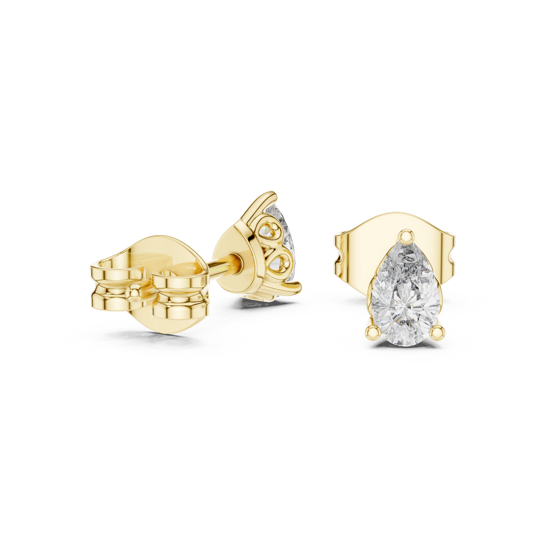 Elegant Pear Diamond Earrings – Designer Studs with Brilliant Center Stone and Micro Pavé Surround