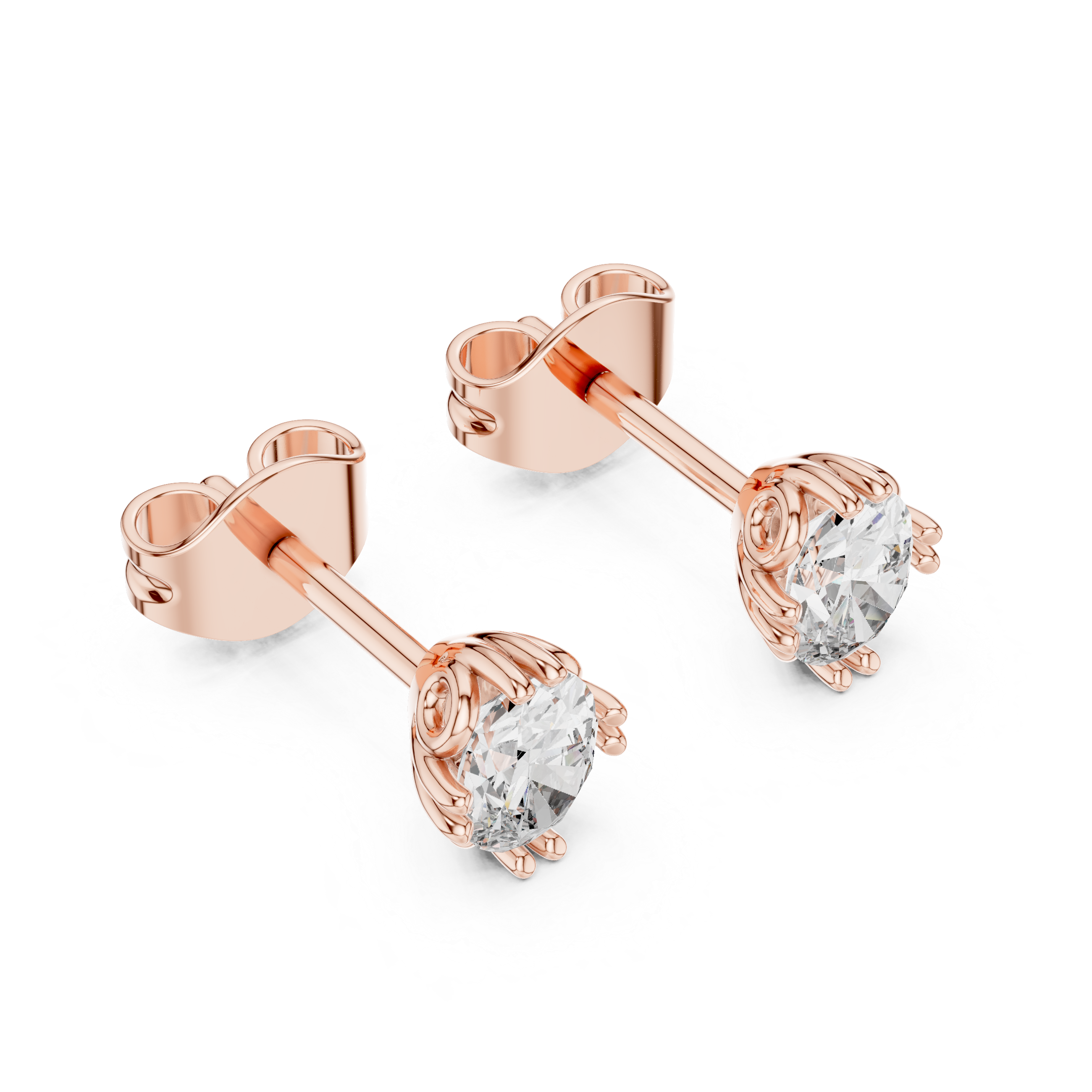 Luxury Oval Diamond Stud Earrings – White Gold Classic Prong Setting with High Brilliance Center Stone