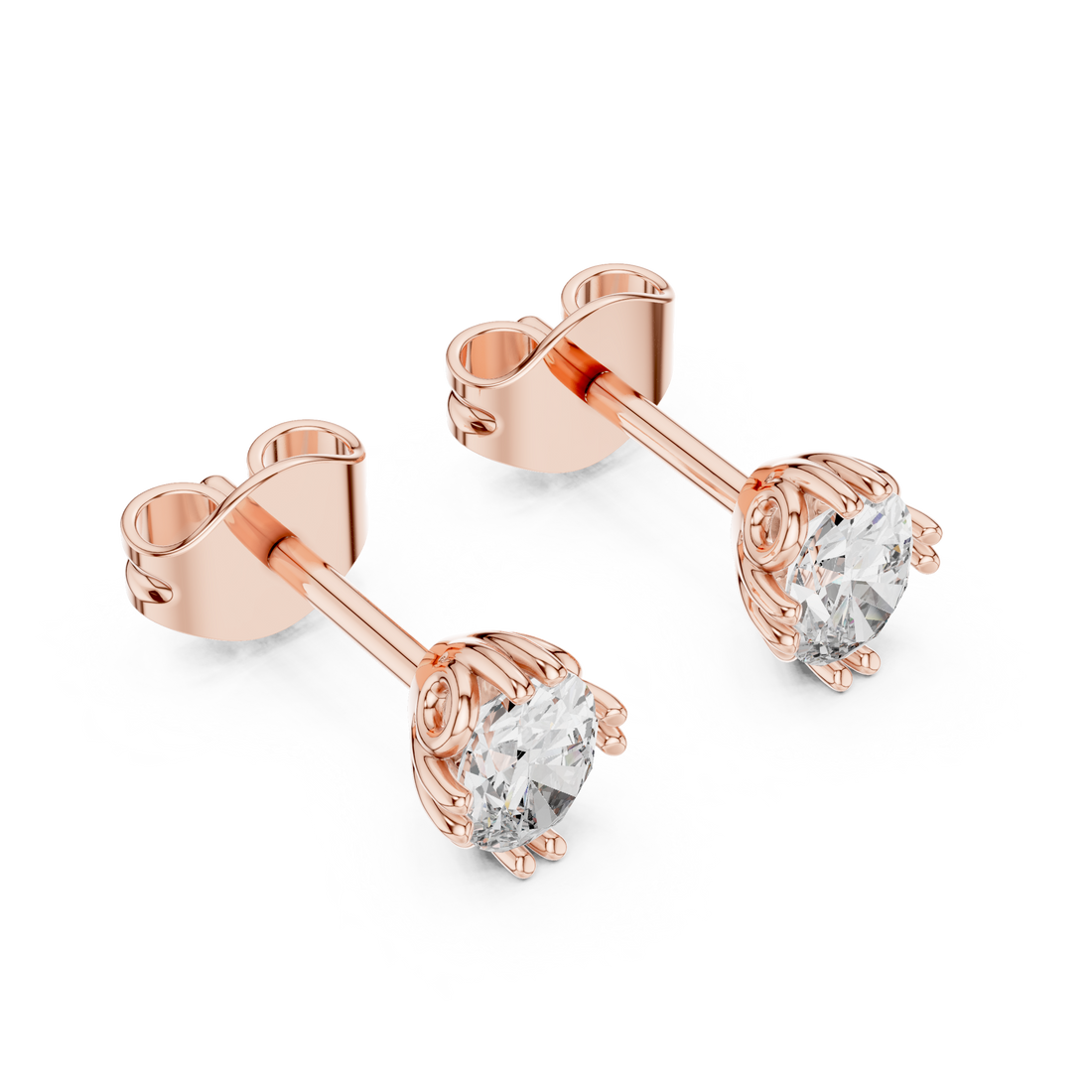 Luxury Oval Diamond Stud Earrings – White Gold Classic Prong Setting with High Brilliance Center Stone