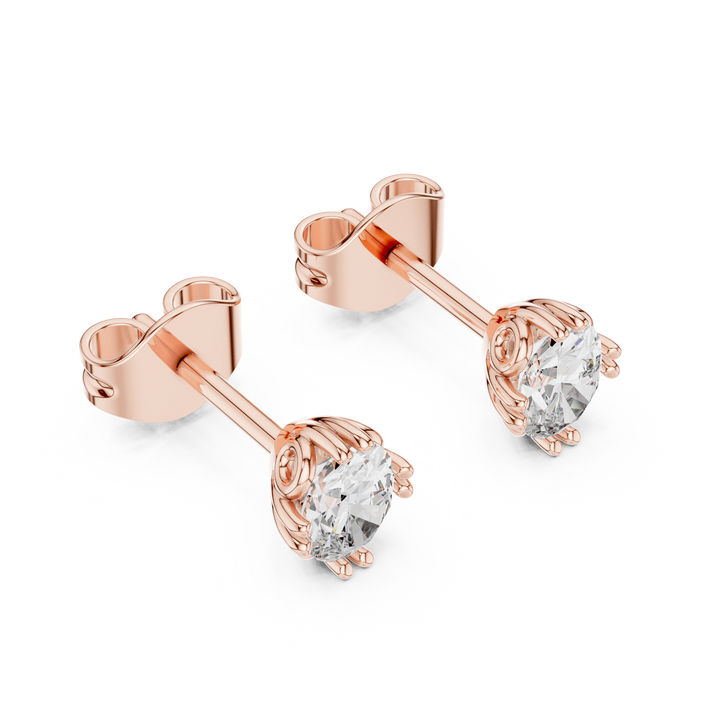 Luxury Oval Diamond Stud Earrings – White Gold Classic Prong Setting with High Brilliance Center Stone