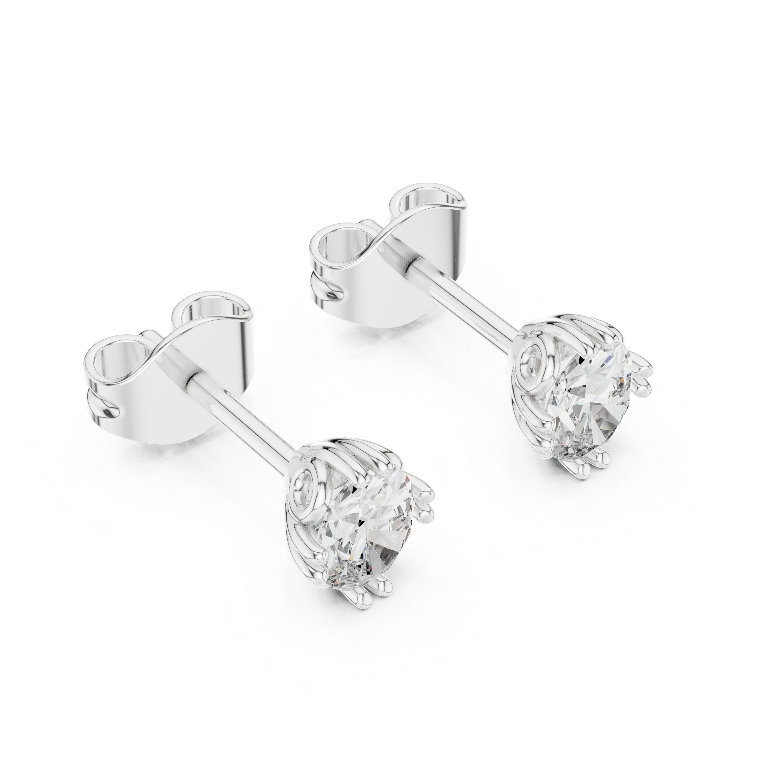 Luxury Oval Diamond Stud Earrings – White Gold Classic Prong Setting with High Brilliance Center Stone