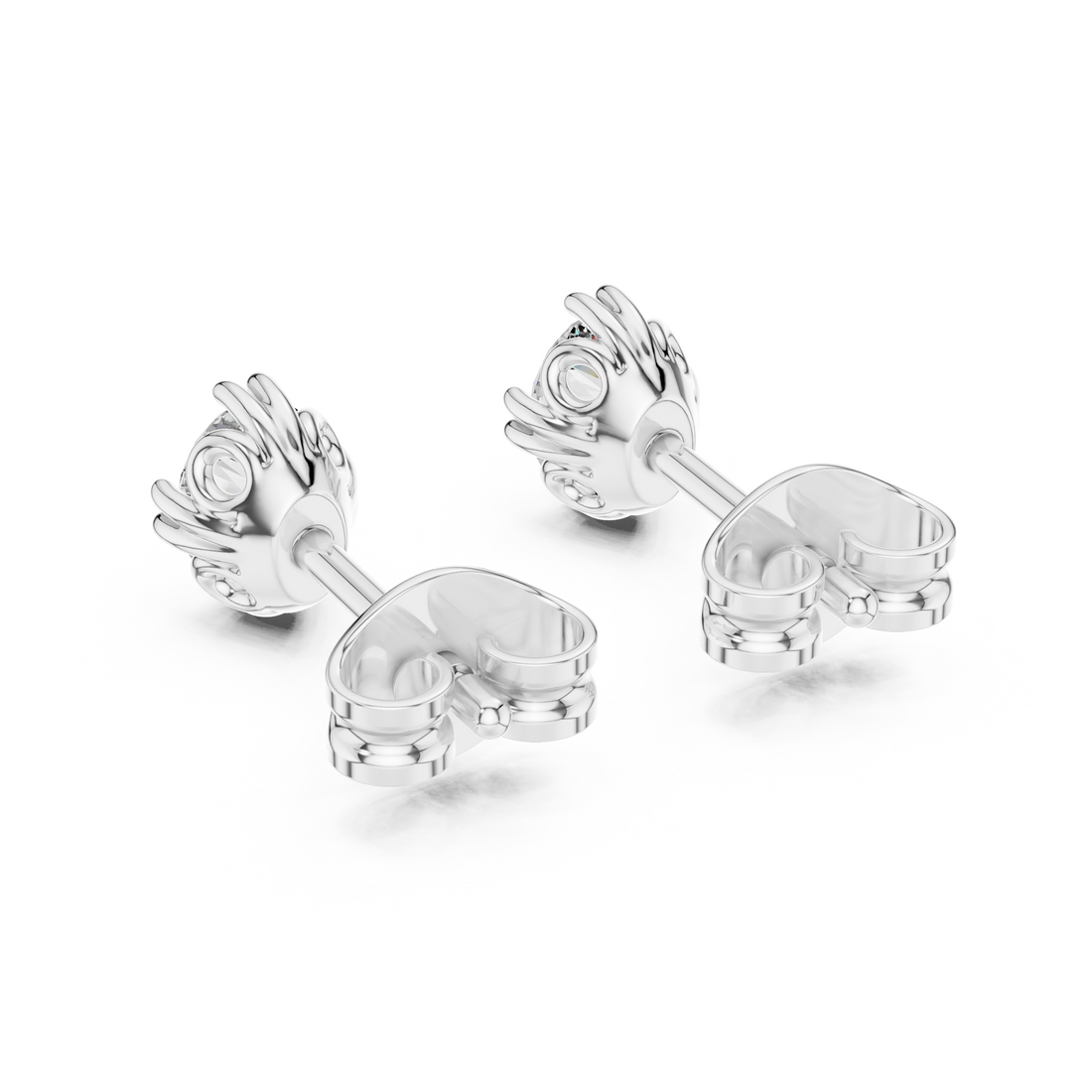 Luxury Oval Diamond Stud Earrings – White Gold Classic Prong Setting with High Brilliance Center Stone