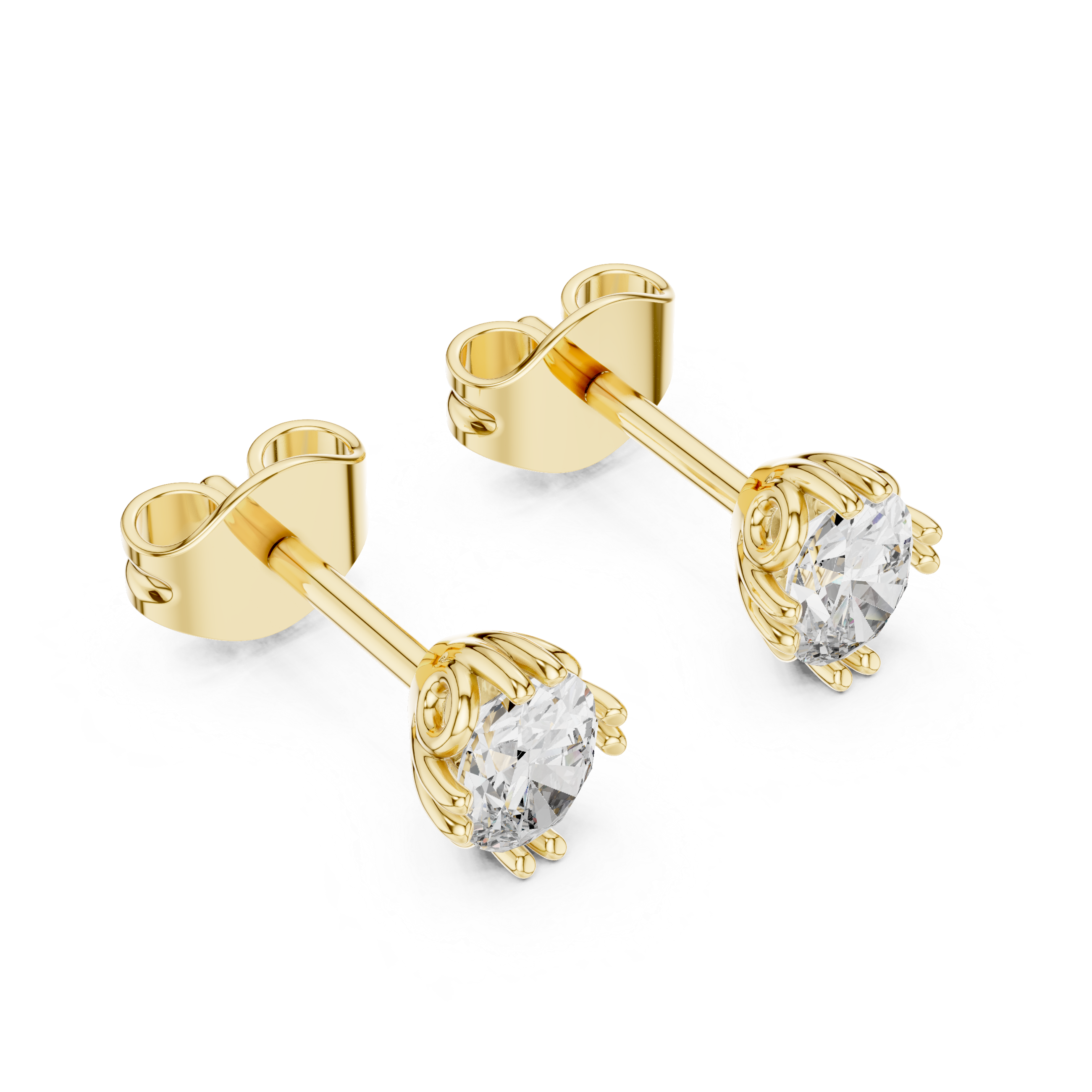 Luxury Oval Diamond Stud Earrings – White Gold Classic Prong Setting with High Brilliance Center Stone