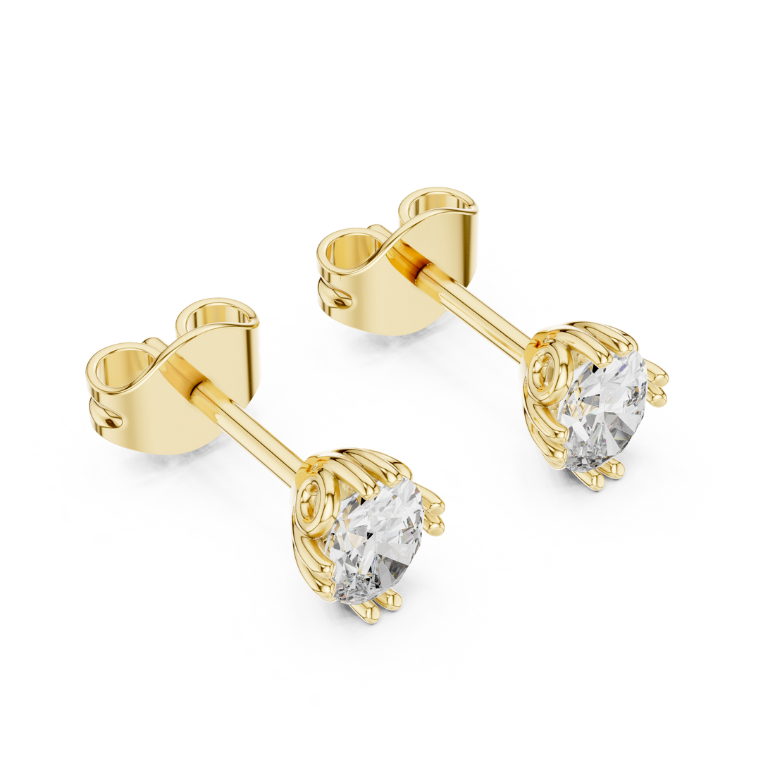 Luxury Oval Diamond Stud Earrings – White Gold Classic Prong Setting with High Brilliance Center Stone