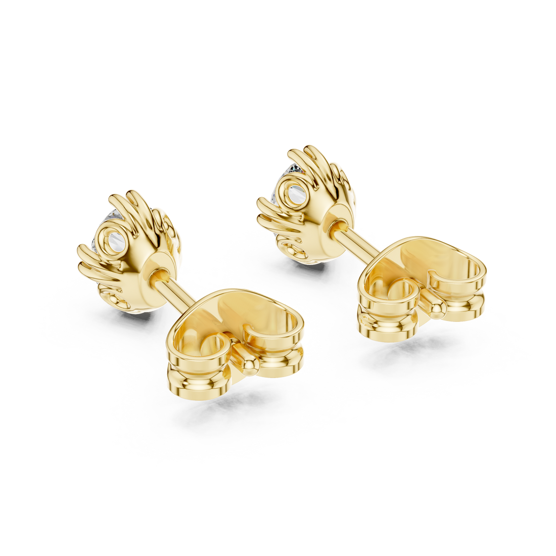 Luxury Oval Diamond Stud Earrings – White Gold Classic Prong Setting with High Brilliance Center Stone