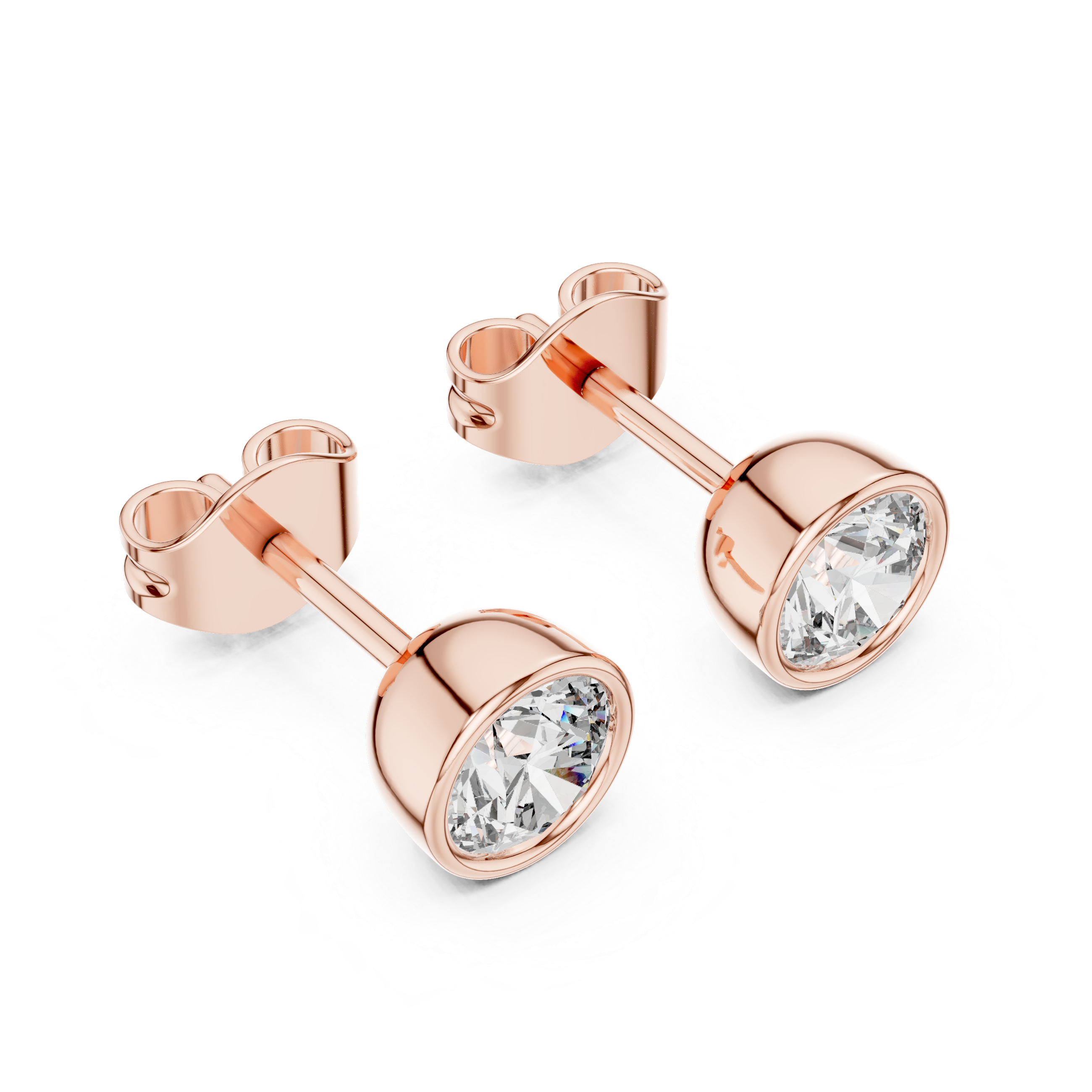 Minimalist Round Diamond Solitaire Earrings – White Gold Elegant Studs for Modern Women