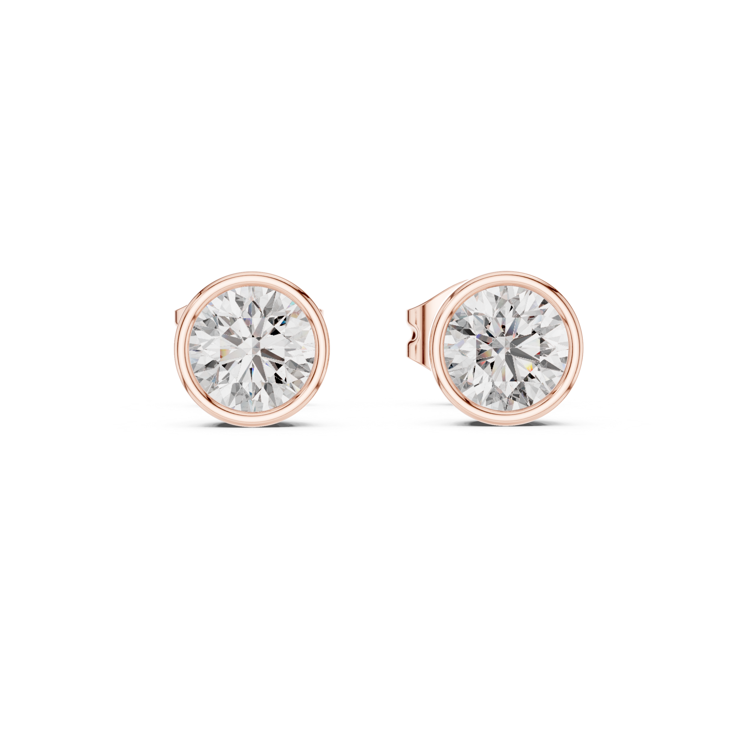 Minimalist Round Diamond Solitaire Earrings – White Gold Elegant Studs for Modern Women