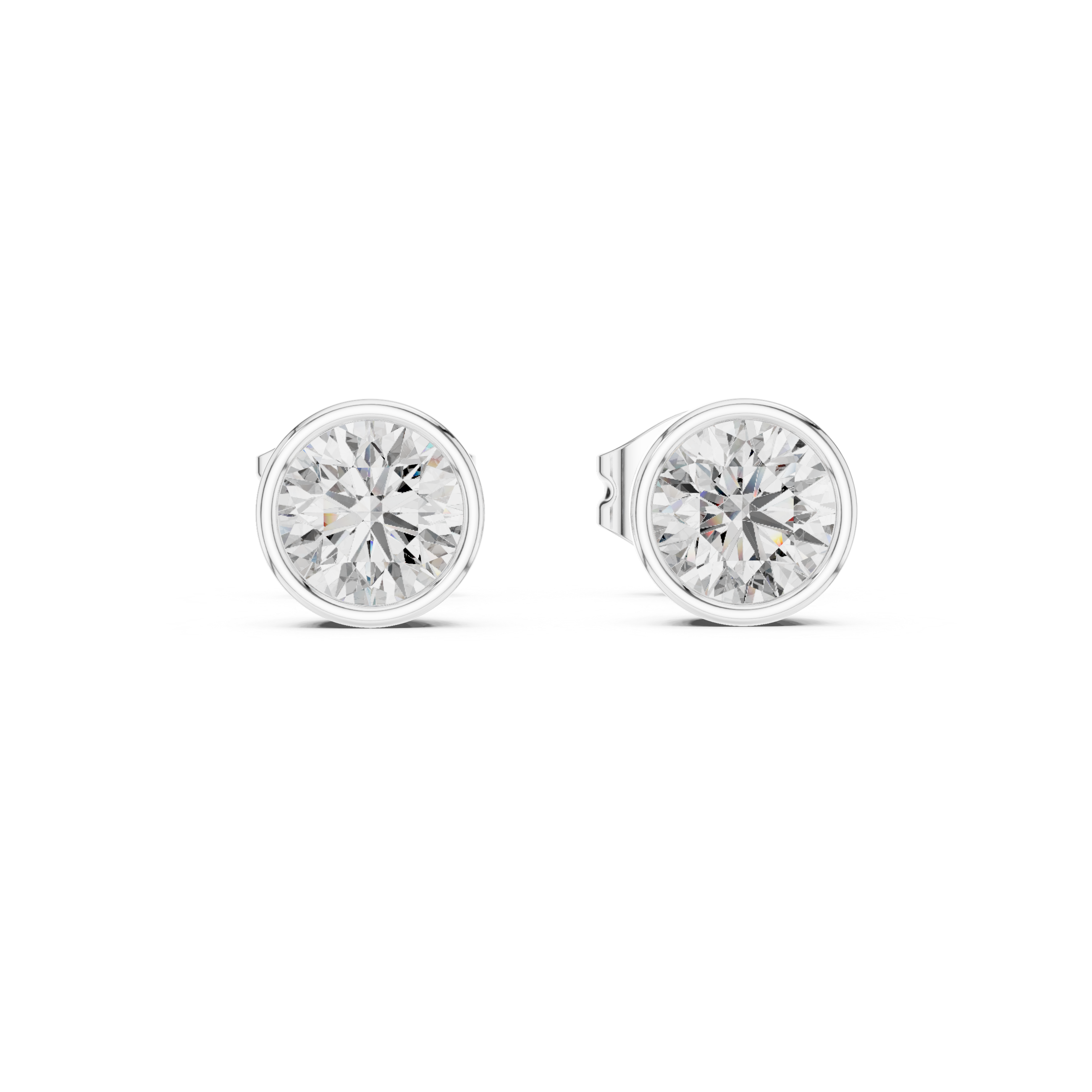 Minimalist Round Diamond Solitaire Earrings – White Gold Elegant Studs for Modern Women
