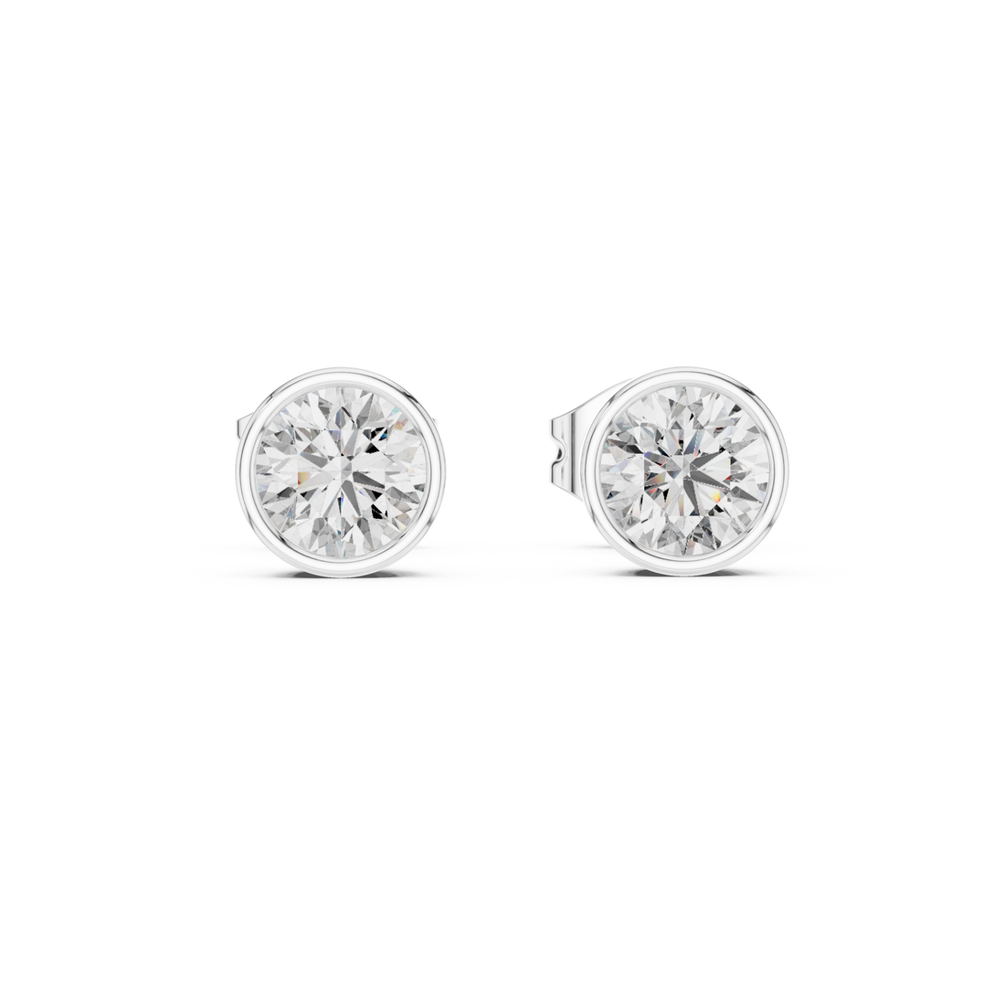 Minimalist Round Diamond Solitaire Earrings – White Gold Elegant Studs for Modern Women