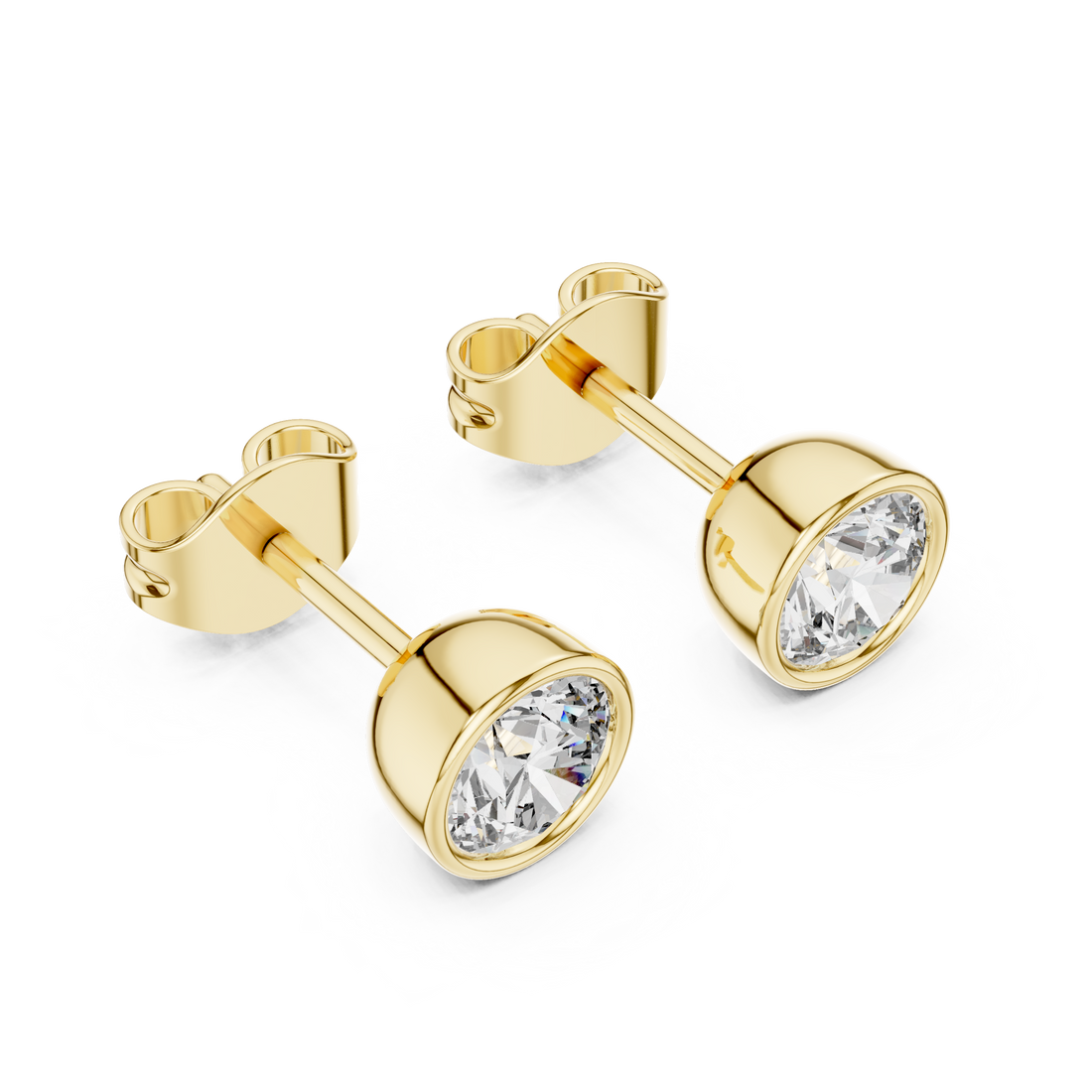 Minimalist Round Diamond Solitaire Earrings – White Gold Elegant Studs for Modern Women