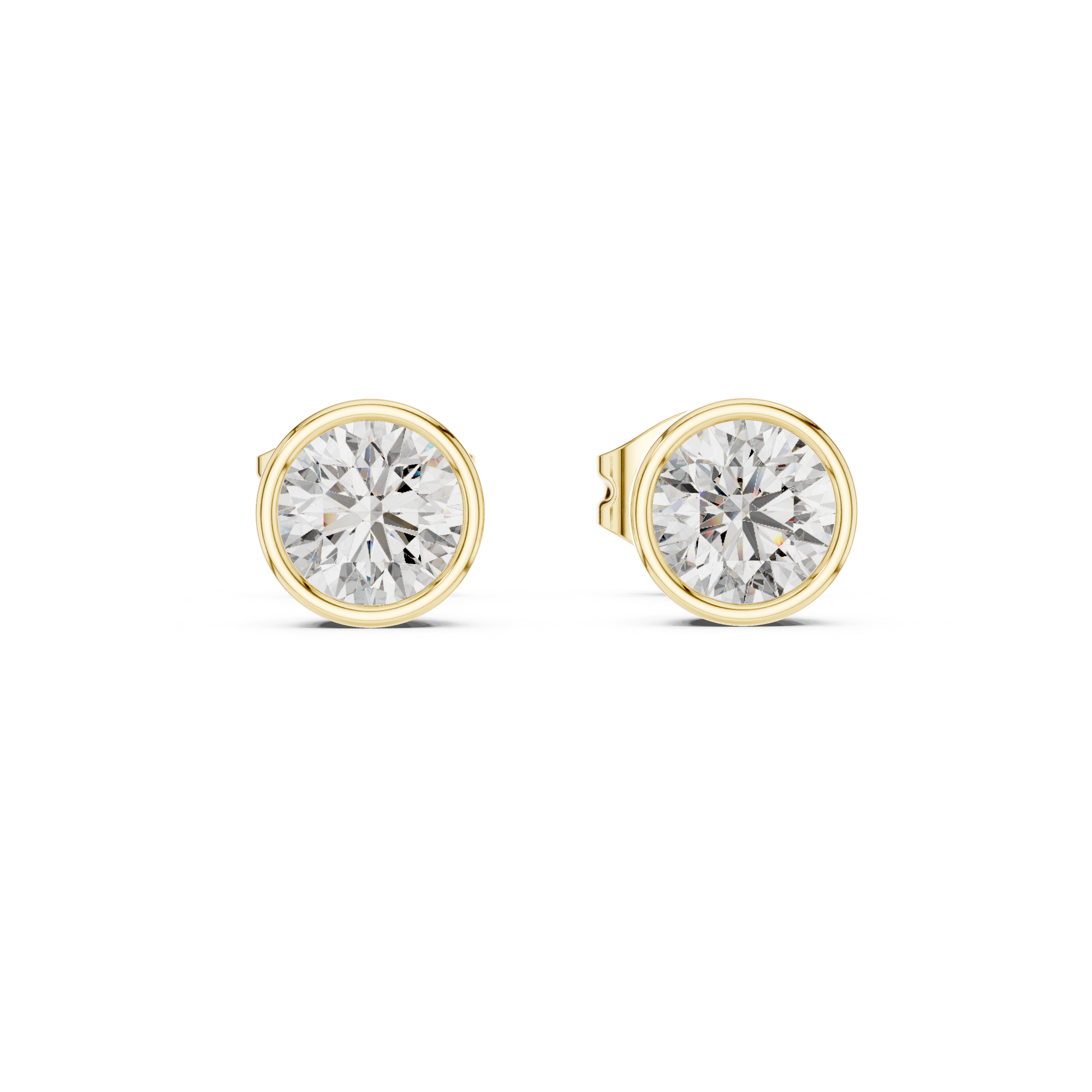 Minimalist Round Diamond Solitaire Earrings – White Gold Elegant Studs for Modern Women