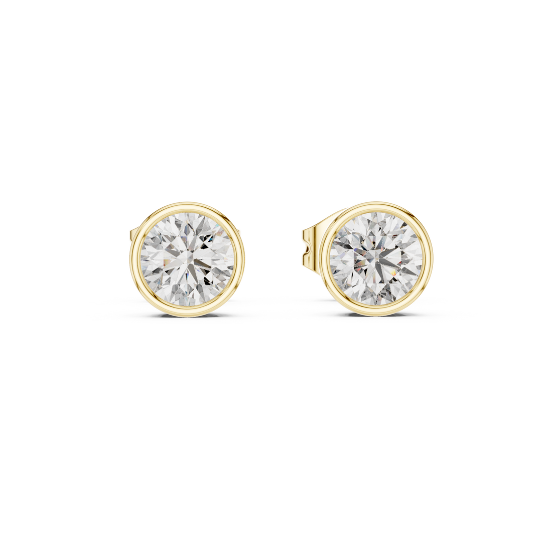 Minimalist Round Diamond Solitaire Earrings – White Gold Elegant Studs for Modern Women
