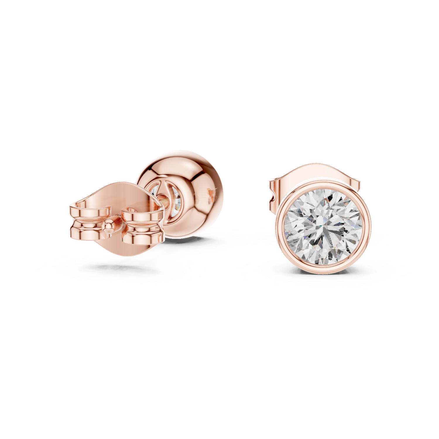 Minimalist Round Diamond Solitaire Earrings – White Gold Elegant Studs for Modern Women