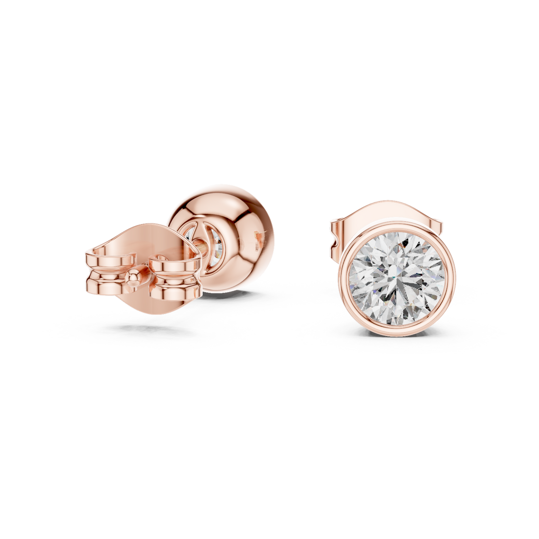Minimalist Round Diamond Solitaire Earrings – White Gold Elegant Studs for Modern Women