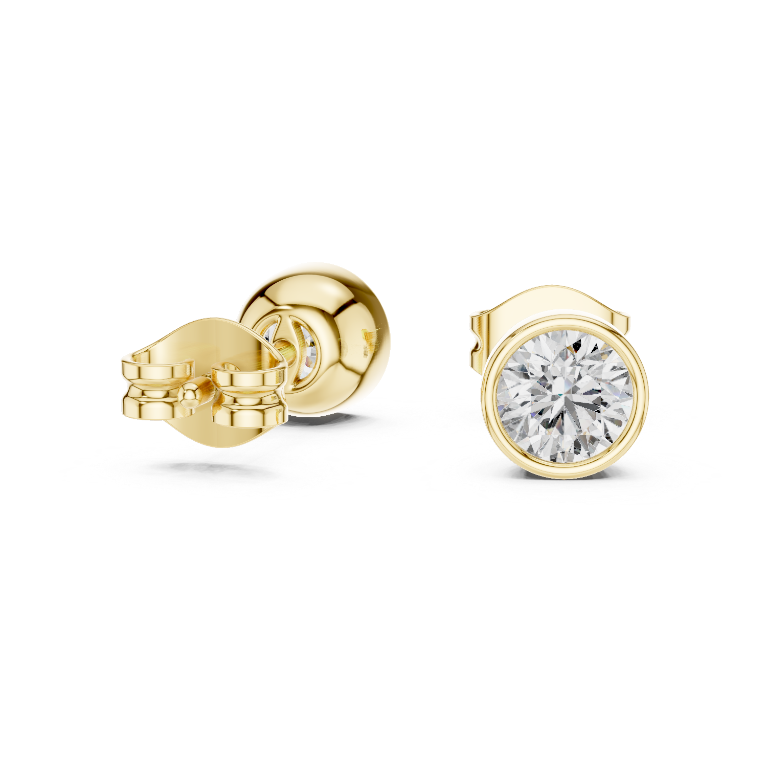 Minimalist Round Diamond Solitaire Earrings – White Gold Elegant Studs for Modern Women