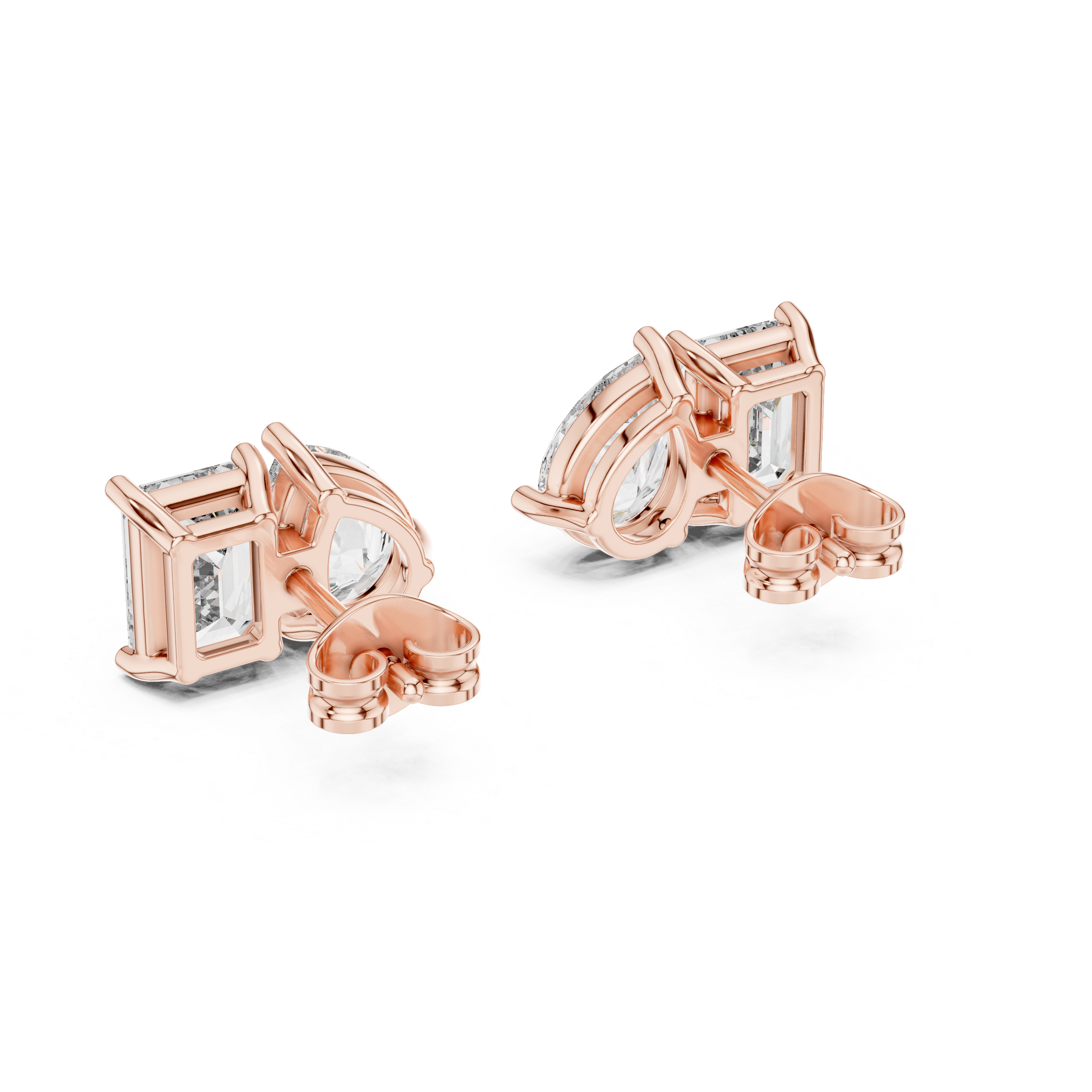 Toi Et Moi Emerald Cut and Pear Diamond Earrings – Artistic Dual Stone Fine Jewelry