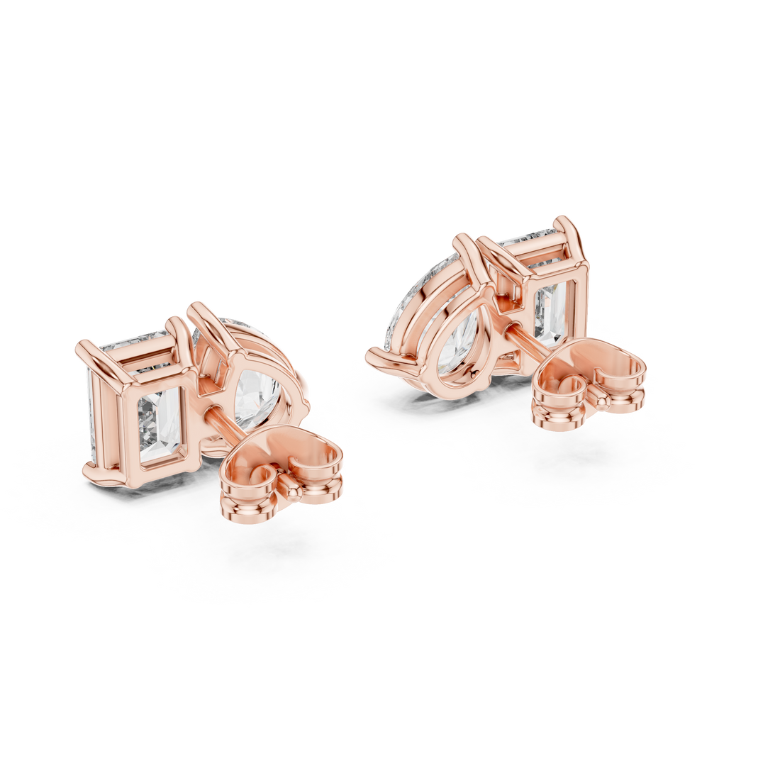 Toi Et Moi Emerald Cut and Pear Diamond Earrings – Artistic Dual Stone Fine Jewelry