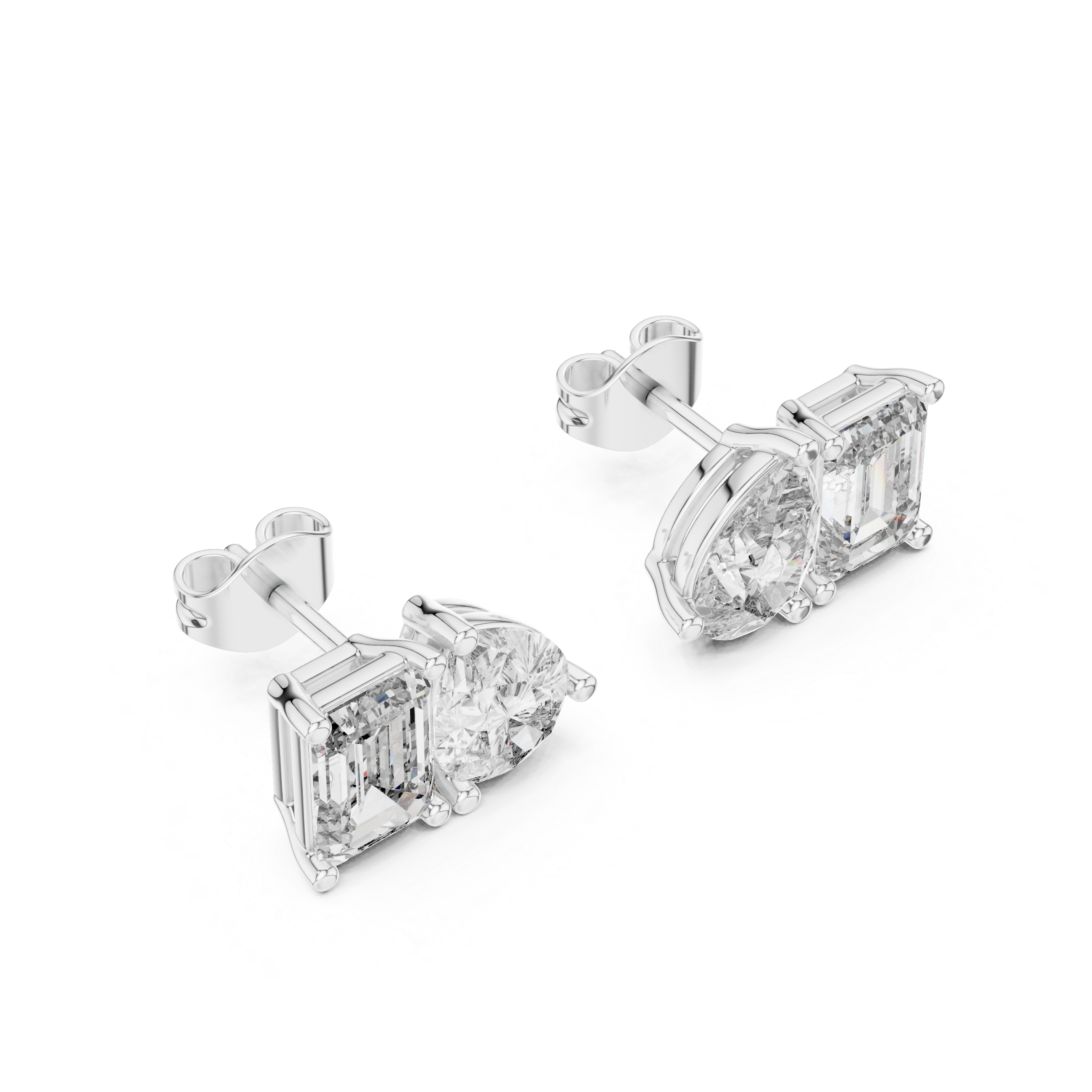 Toi Et Moi Emerald Cut and Pear Diamond Earrings – Artistic Dual Stone Fine Jewelry
