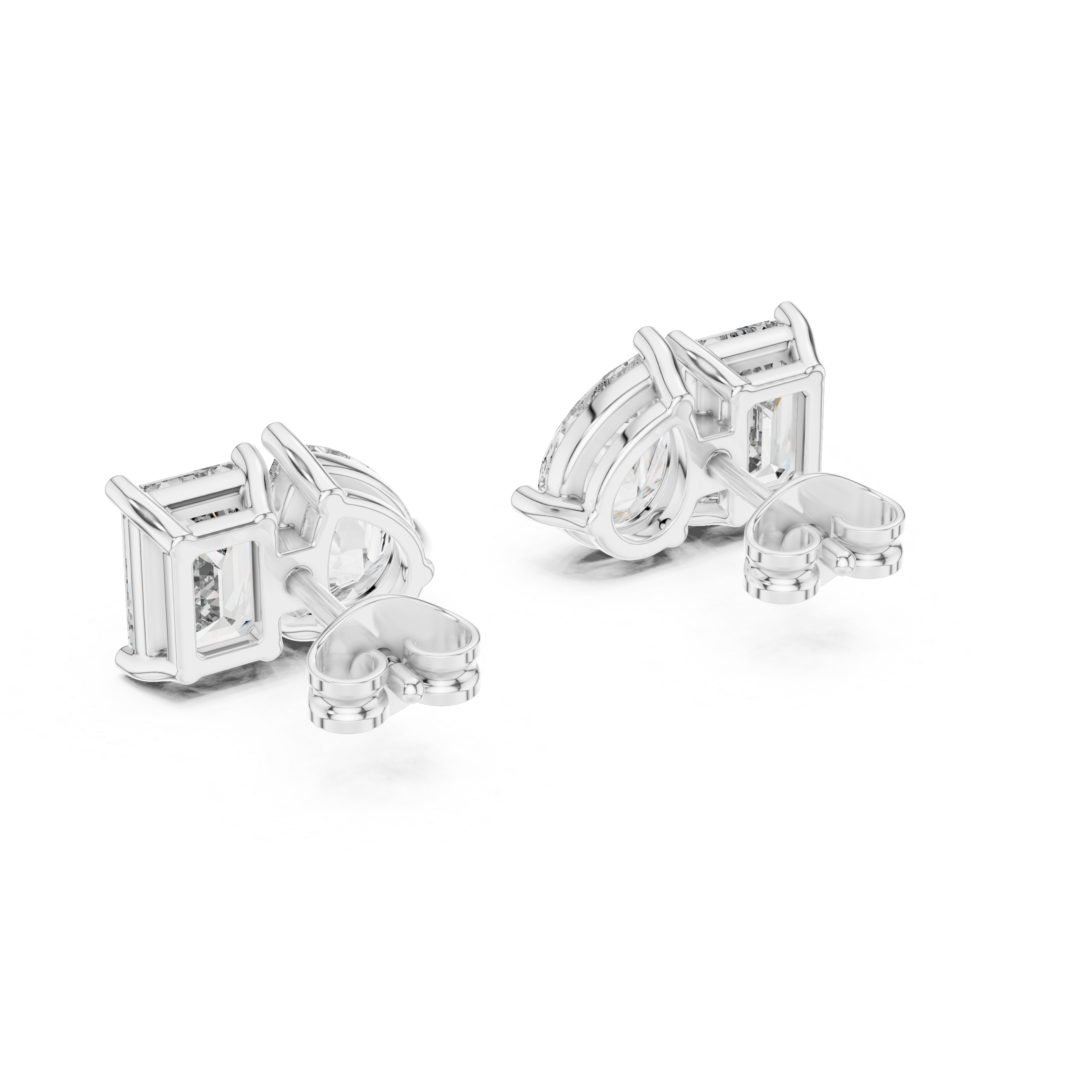 Toi Et Moi Emerald Cut and Pear Diamond Earrings – Artistic Dual Stone Fine Jewelry