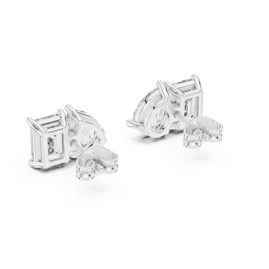 Toi Et Moi Emerald Cut and Pear Diamond Earrings – Artistic Dual Stone Fine Jewelry