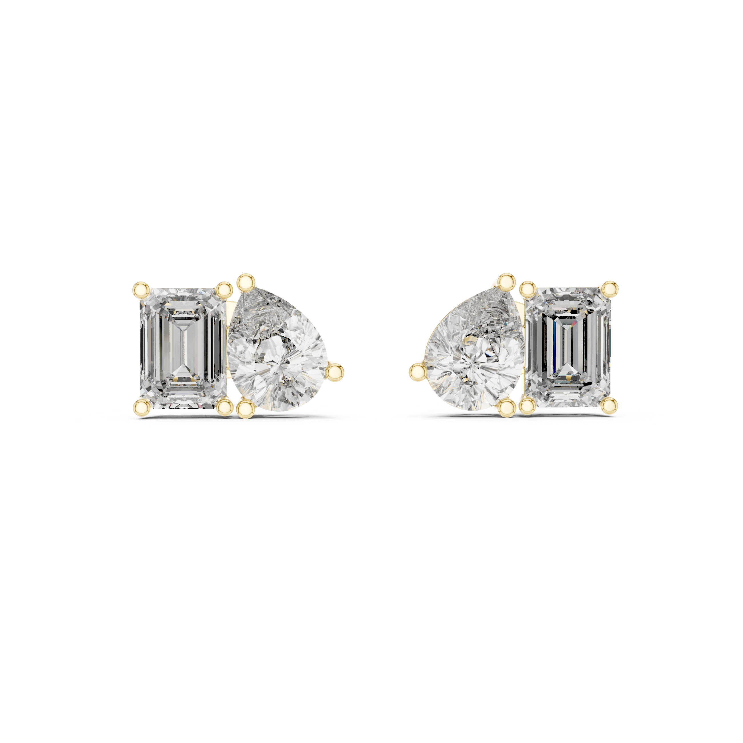 Toi Et Moi Emerald Cut and Pear Diamond Earrings – Artistic Dual Stone Fine Jewelry