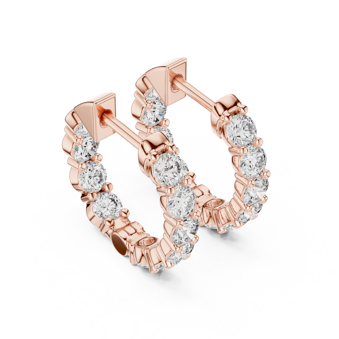 Premium Round Diamond Hoop Earrings in White Gold – Sophisticated Everyday Fine Jewelry Essential