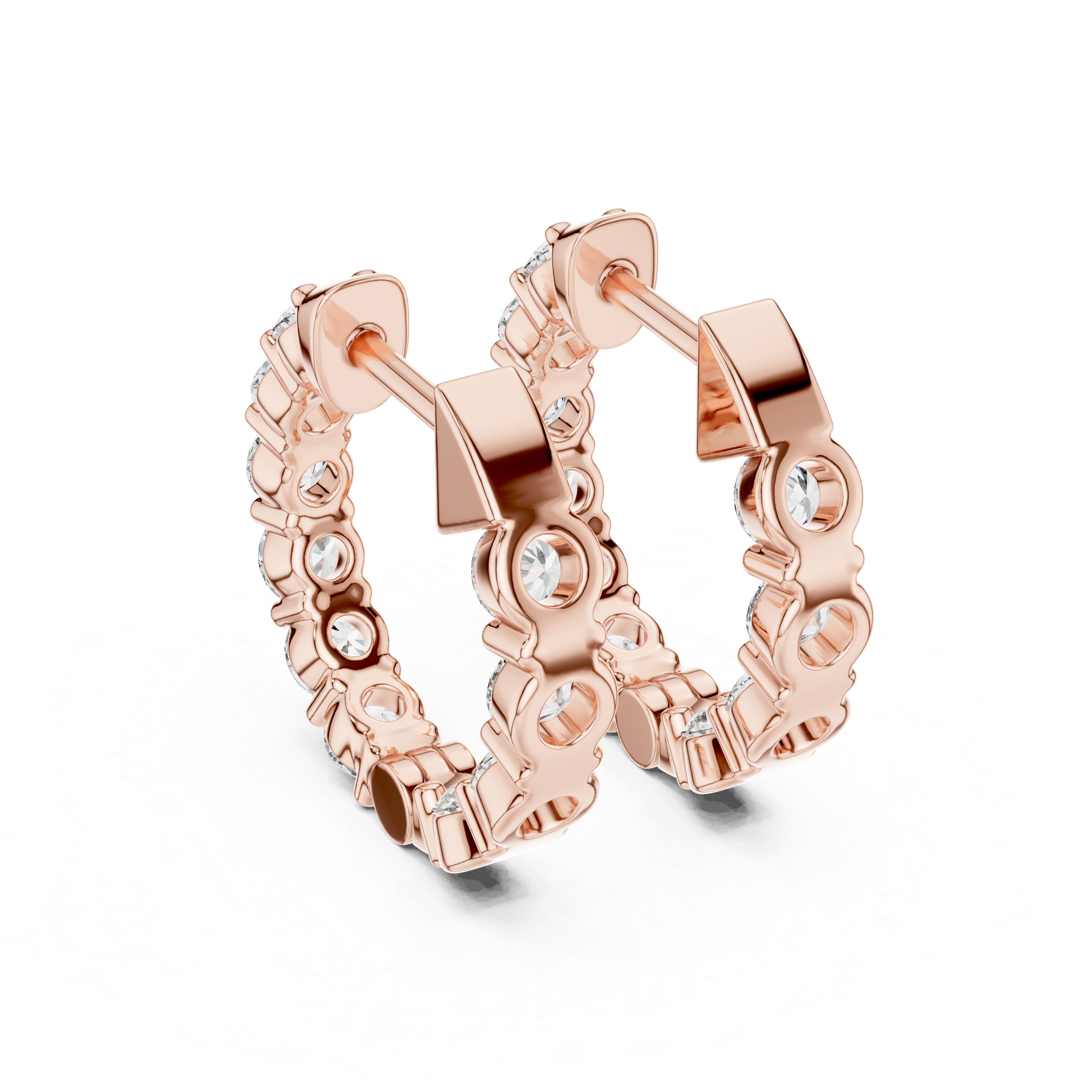 Premium Round Diamond Hoop Earrings in White Gold – Sophisticated Everyday Fine Jewelry Essential