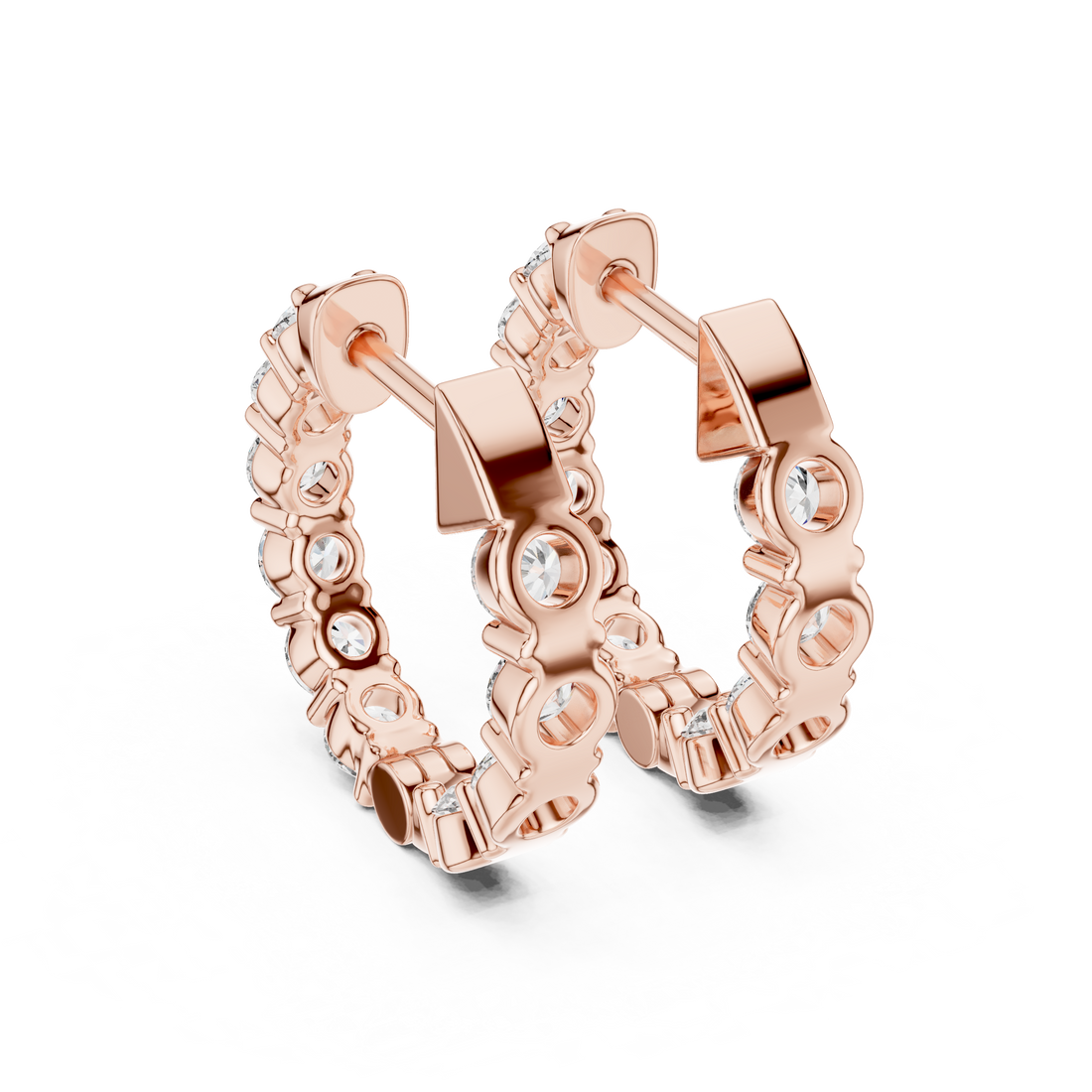 Premium Round Diamond Hoop Earrings in White Gold – Sophisticated Everyday Fine Jewelry Essential