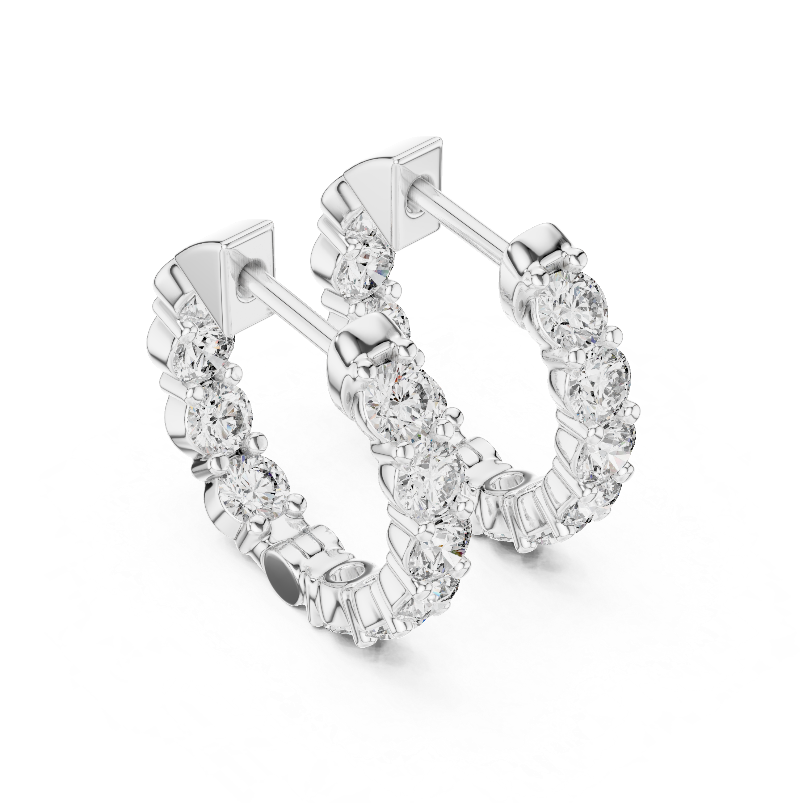 Premium Round Diamond Hoop Earrings in White Gold – Sophisticated Everyday Fine Jewelry Essential
