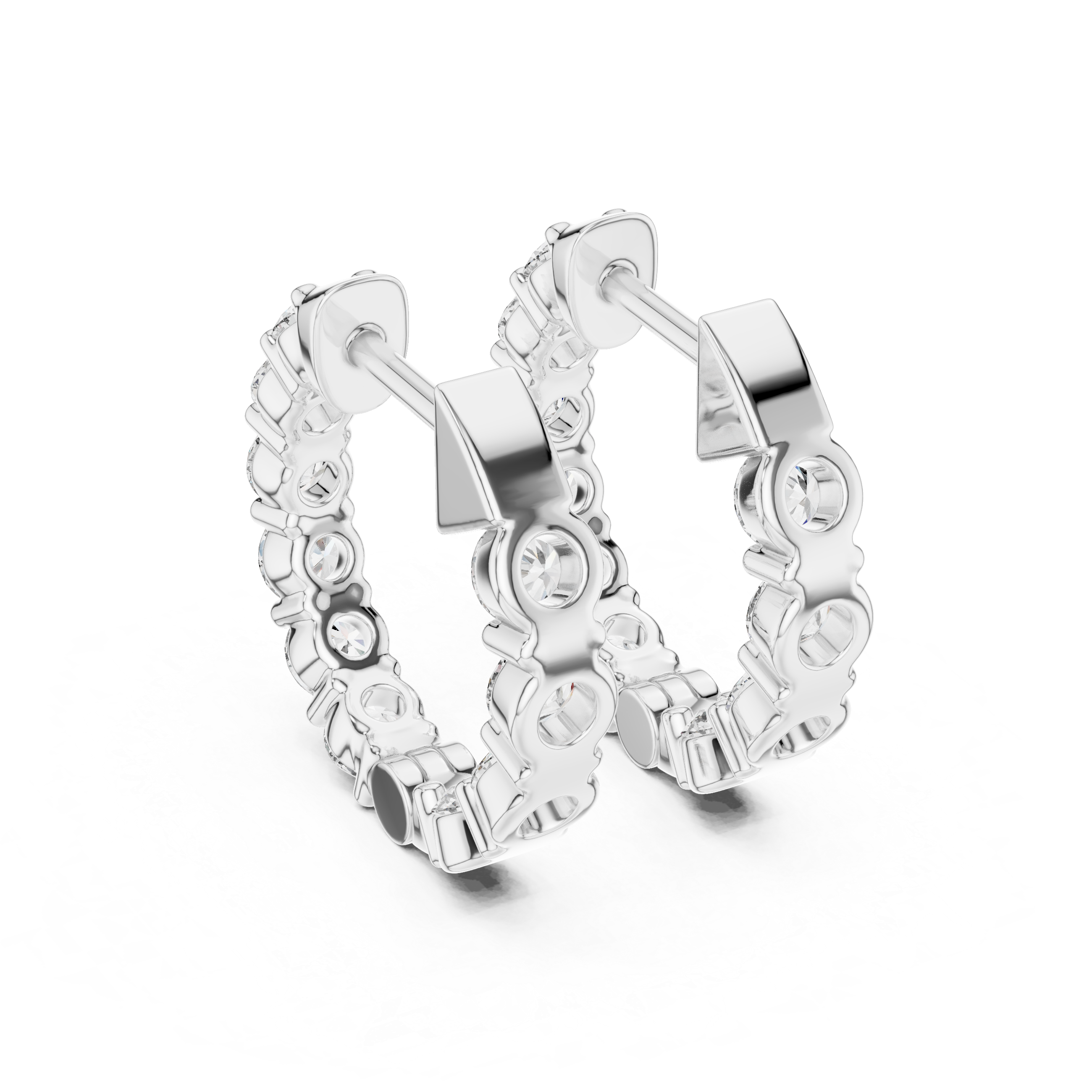 Premium Round Diamond Hoop Earrings in White Gold – Sophisticated Everyday Fine Jewelry Essential